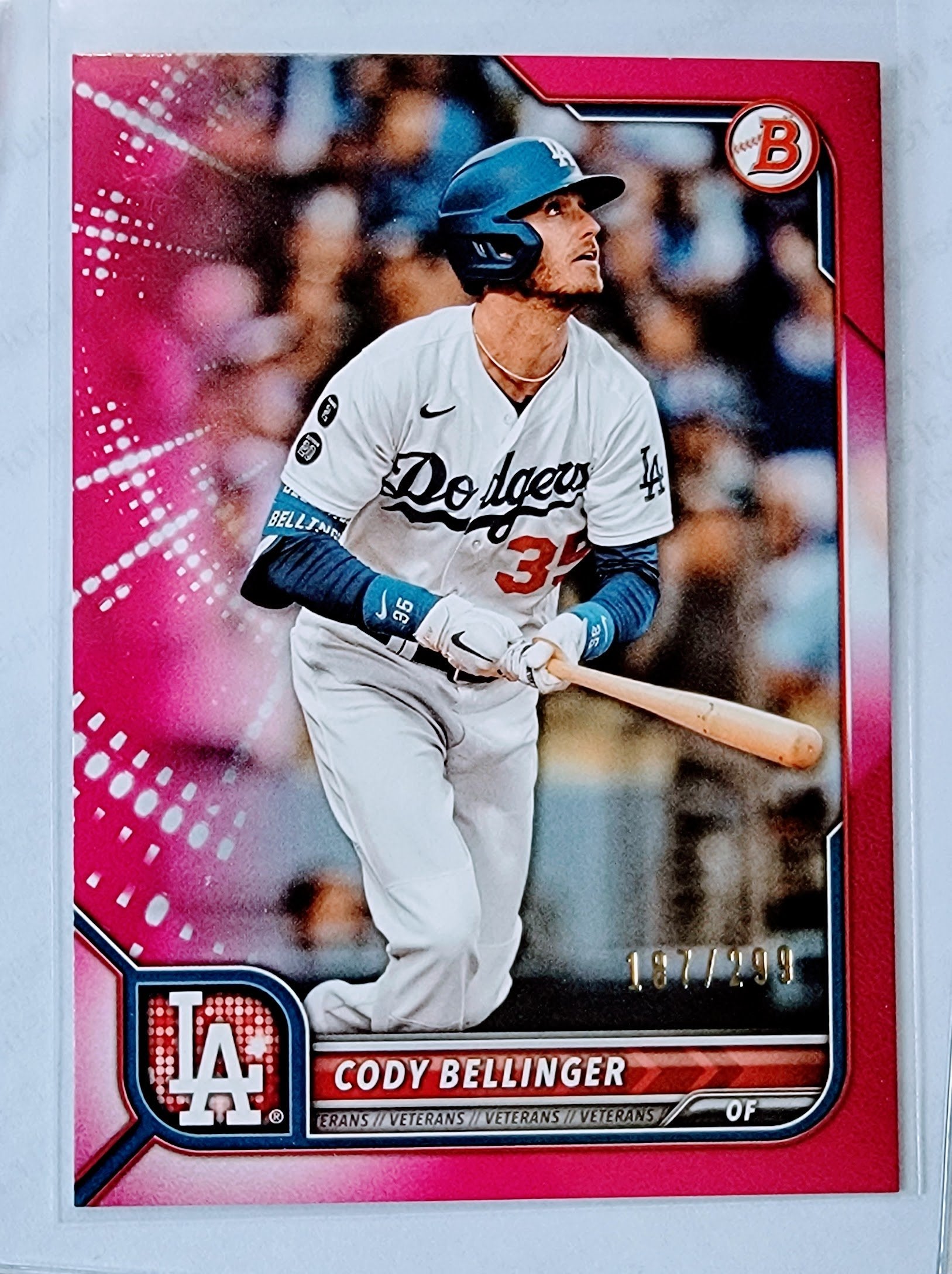 2022 Bowman Cody Bellinger #'d/299 Pink Dodgers Baseball Trading Card