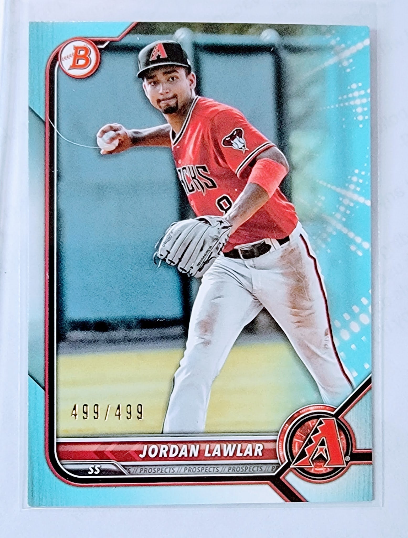 2022 Bowman Jordan Lawlar 1st on Bowman #'d/499 Blue Arizona Diamondbacks Prospect Baseball Trading Card GRB1 simple Xclusive Collectibles