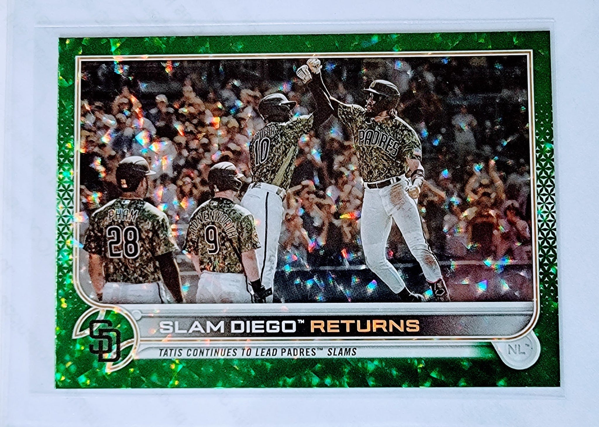 2022 Topps Slam Diego Returns Green Foil Refractor Baseball Trading Card