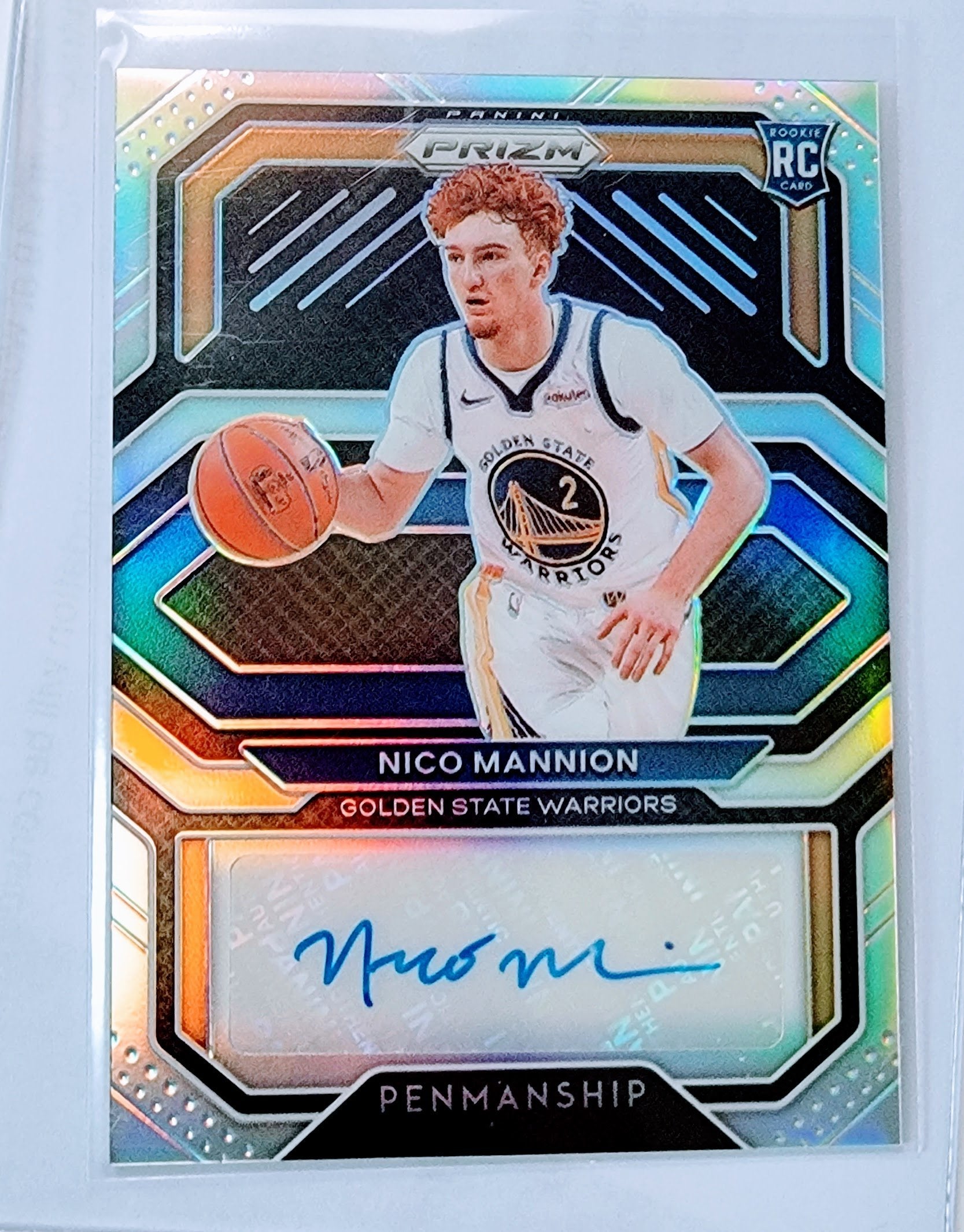 2020-21 Panini Prizm Nico Mannion Penmanship Autographed Rookie Refractor Basketball Trading Card GRB1 simple Xclusive Collectibles