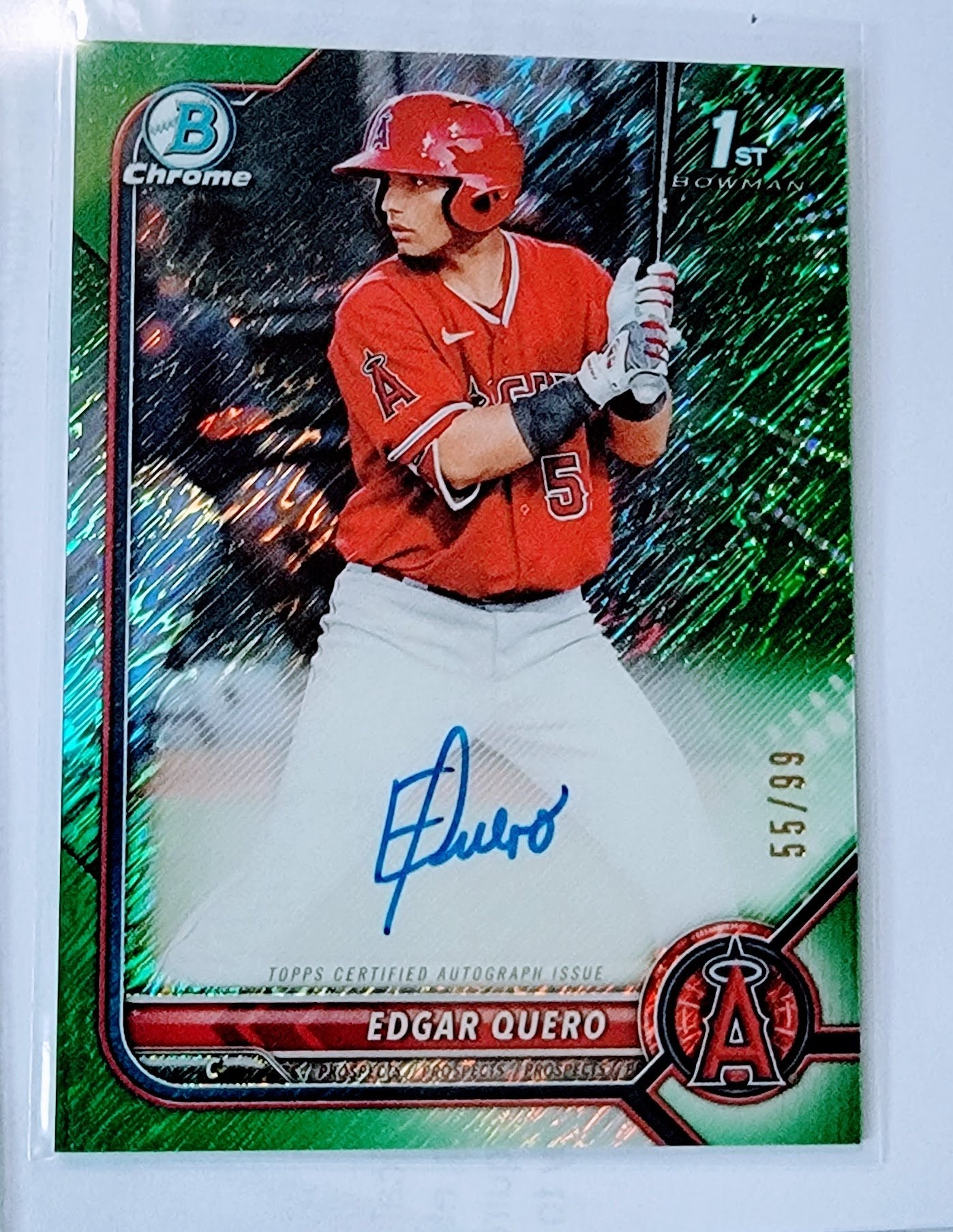 2022 Bowman Chrome Edgar Quero Mega Box Green Autographed Refractor #'d/99 1st on Bowman Baseball Card AVM1 simple Xclusive Collectibles   