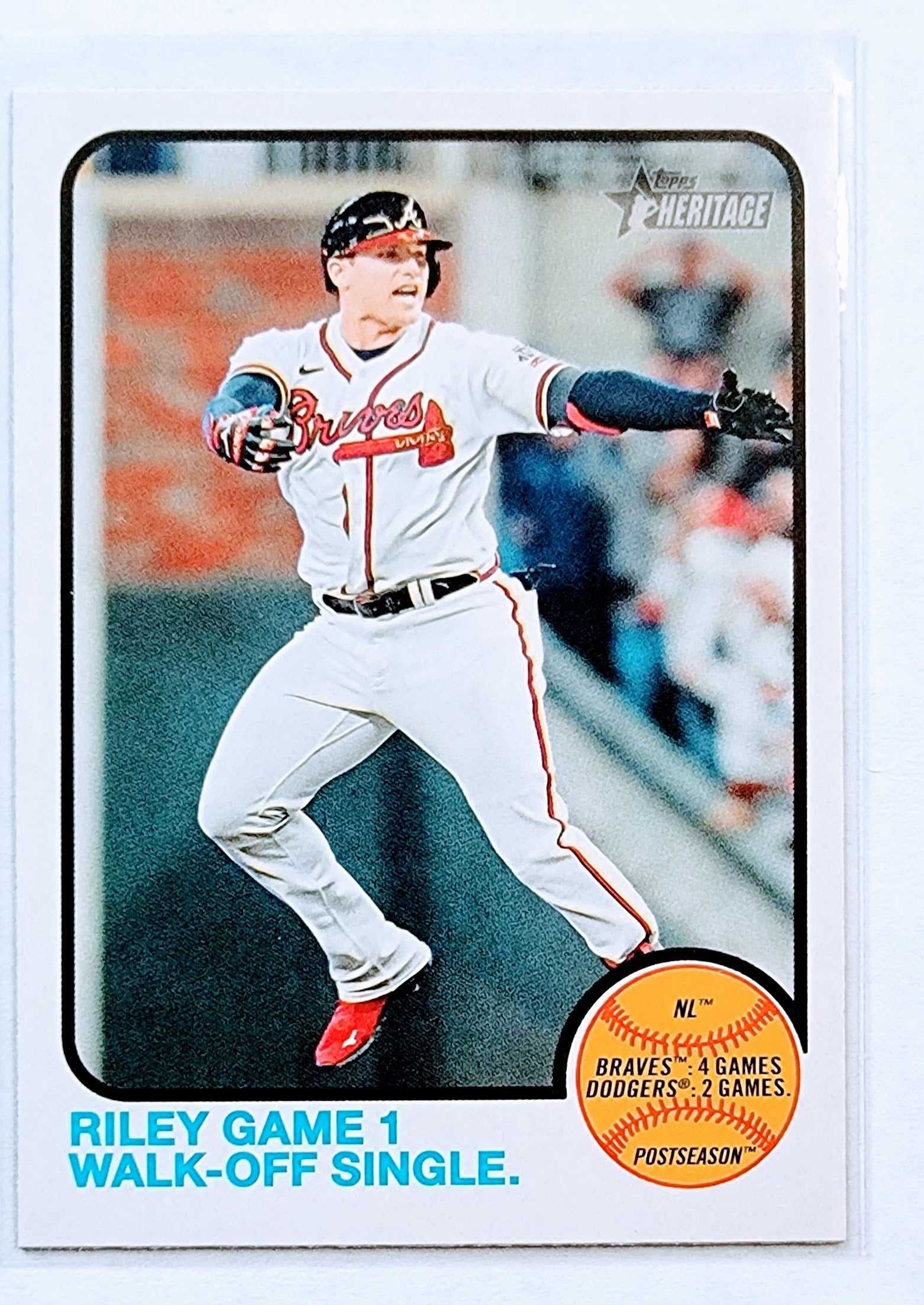 2022 Topps Heritage Austin Riley Game 1 Walk off Single Baseball Card AVM1 simple Xclusive Collectibles