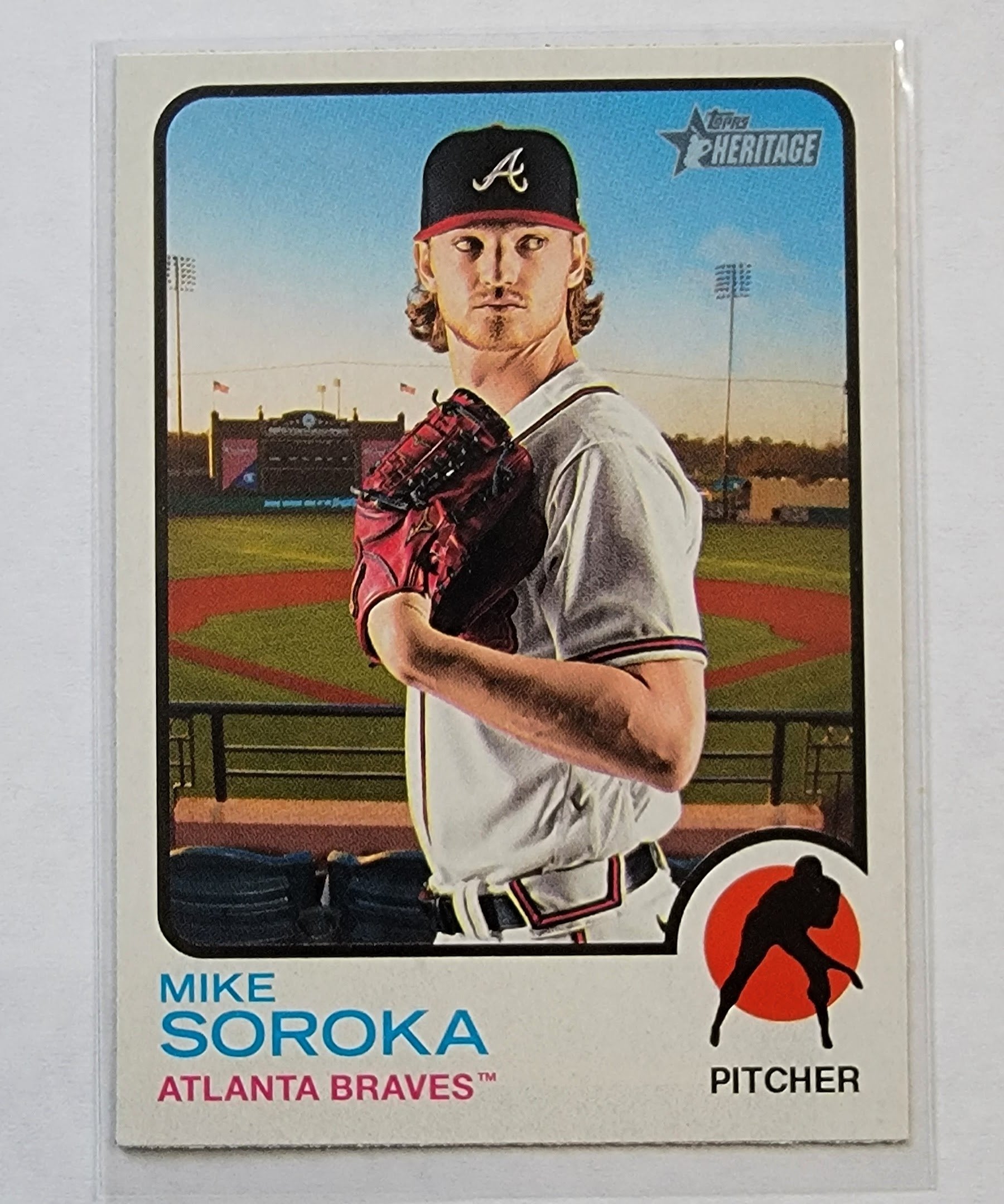 2022 Topps Heritage Mike Soroka Baseball Card AVM1 simple Xclusive Collectibles