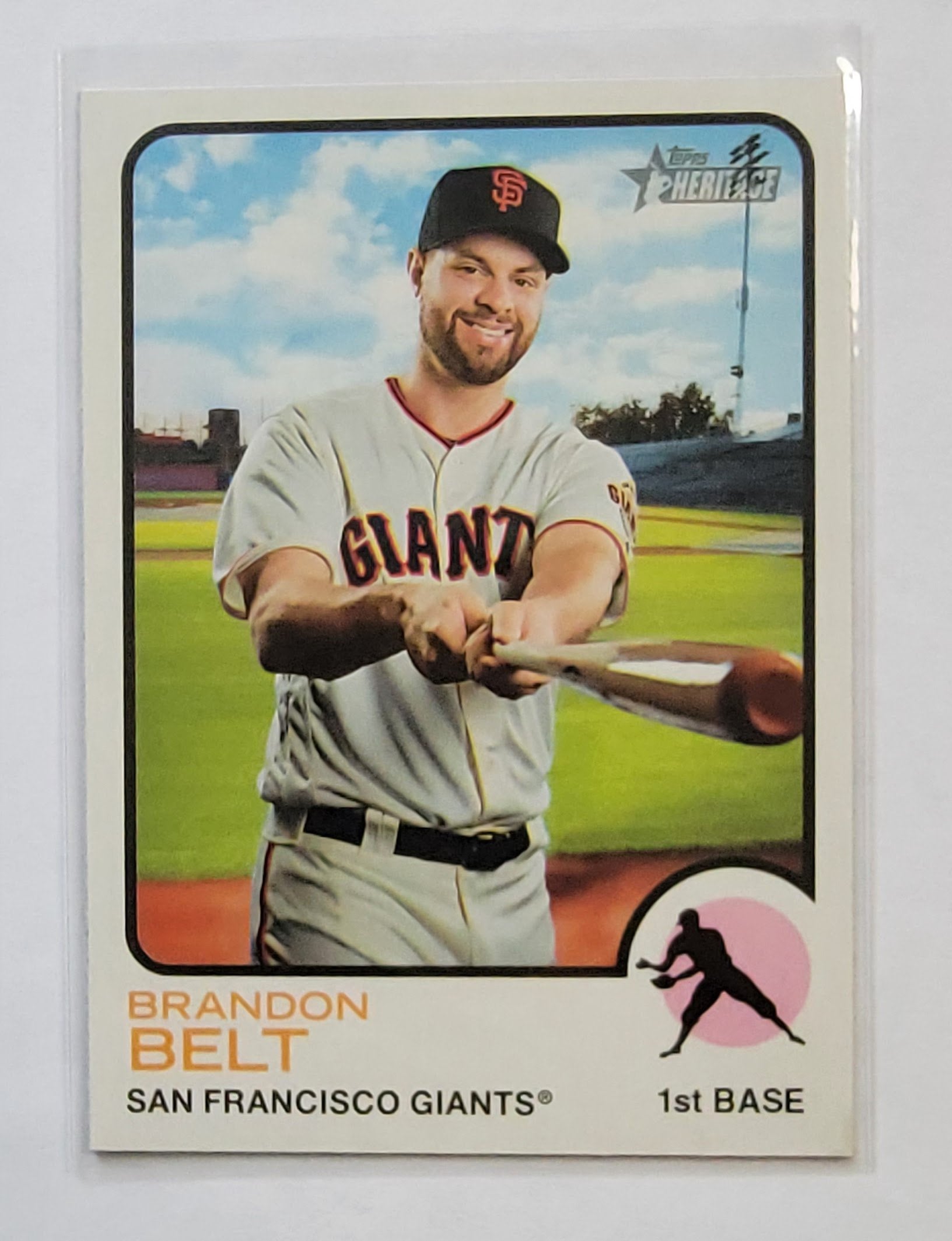 2022 Topps Heritage Brandon Belt Baseball Card AVM1 simple Xclusive Collectibles
