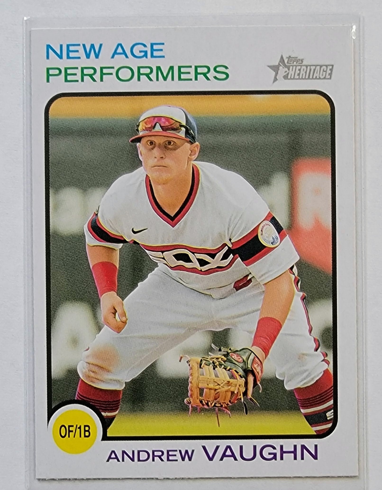 2022 Topps Heritage Andrew Vaughn New Age Performers Retro Jersey Baseball Card AVM1 simple Xclusive Collectibles