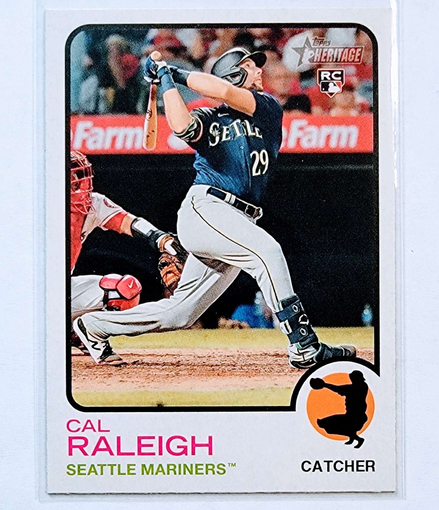 2022 Topps Heritage Cal Raleigh Rookie RC Baseball Card AVM1 simple Xclusive Collectibles