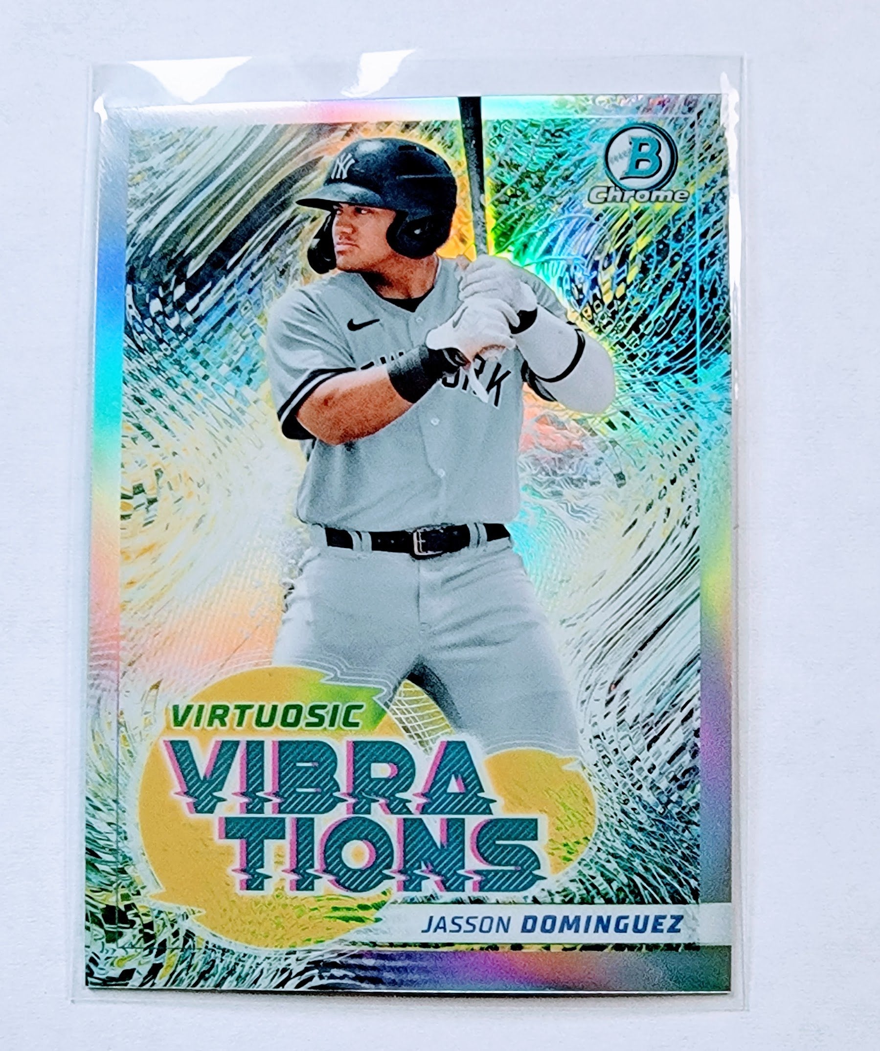 2022 Bowman Chrome Jasson Dominguez Virtuosic Vibrations Refractor Baseball Card AVM1 simple Xclusive Collectibles