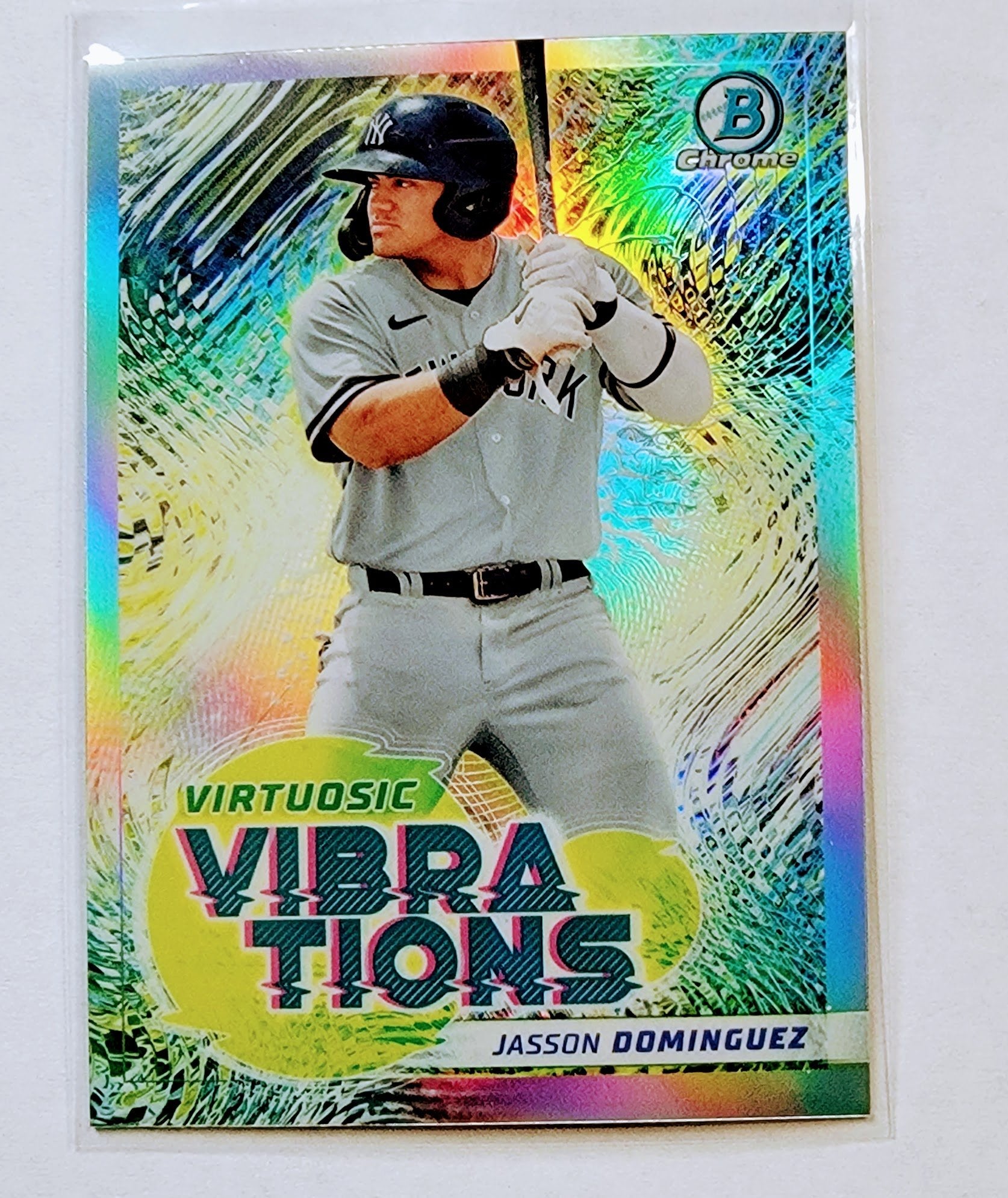 2022 Bowman Chrome Jasson Dominguez Virtuosic Vibrations Refractor Baseball Card AVM1 simple Xclusive Collectibles