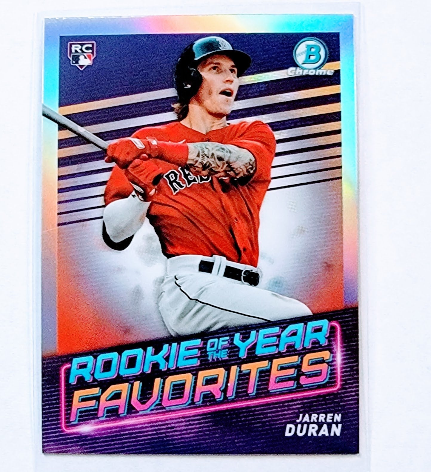 2022 Bowman Chrome Jarren Durran Mega Box Rookie of the Year Favorites Refractor Baseball Card AVM1 simple Xclusive Collectibles