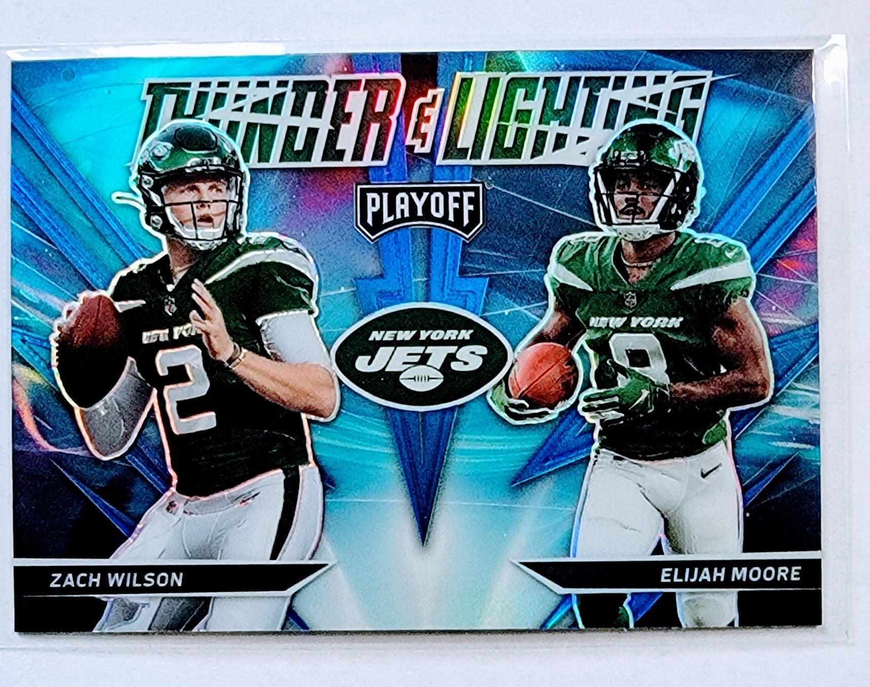 2021 Panini Playoff Zack Wilson & Elijah Moore Thunder & Lightning Insert Football Card AVM1 simple Xclusive Collectibles