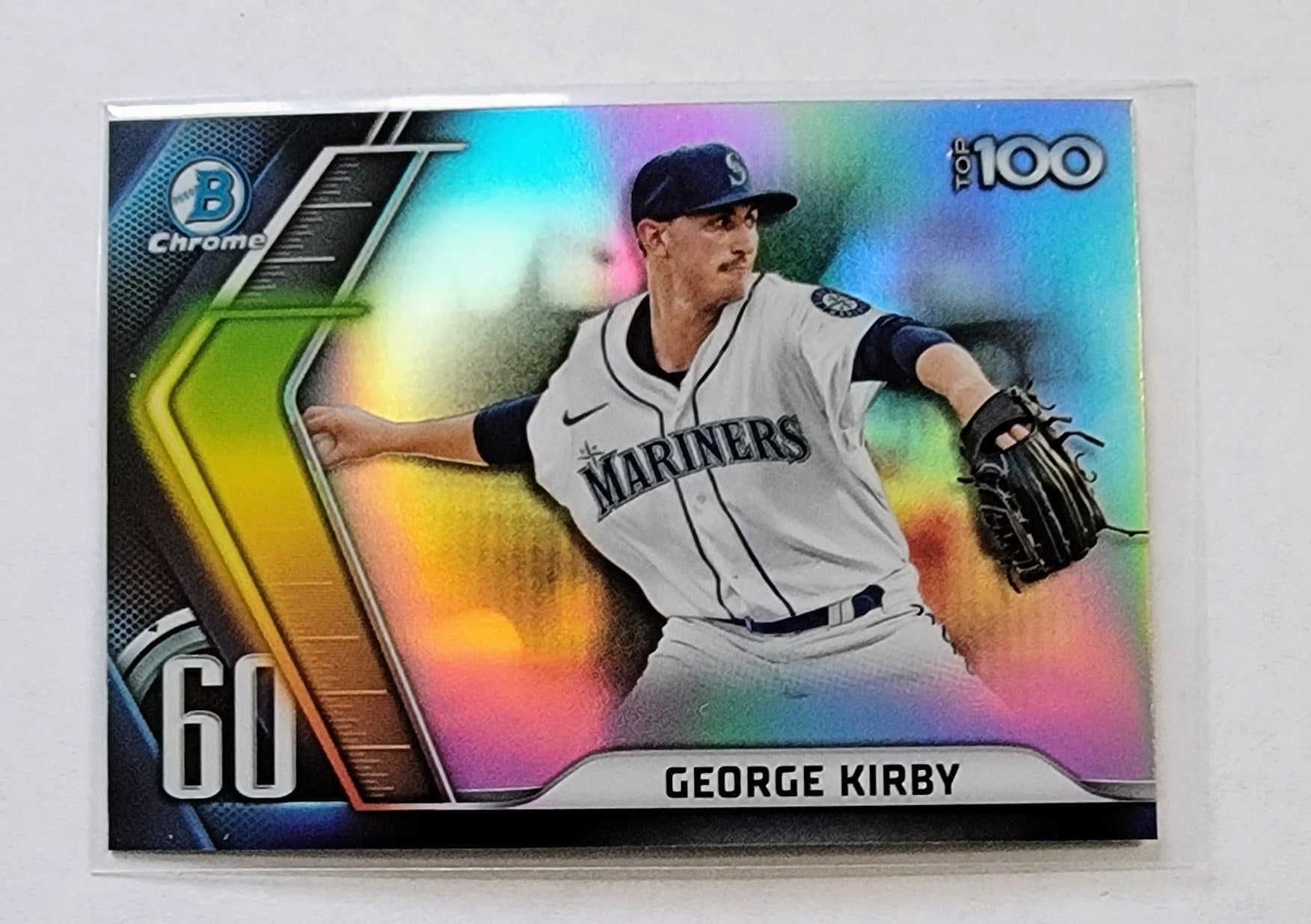 2022 Bowman Chrome George Kirby Mega Box Top 100 Refractor Baseball Card AVM1 simple Xclusive Collectibles