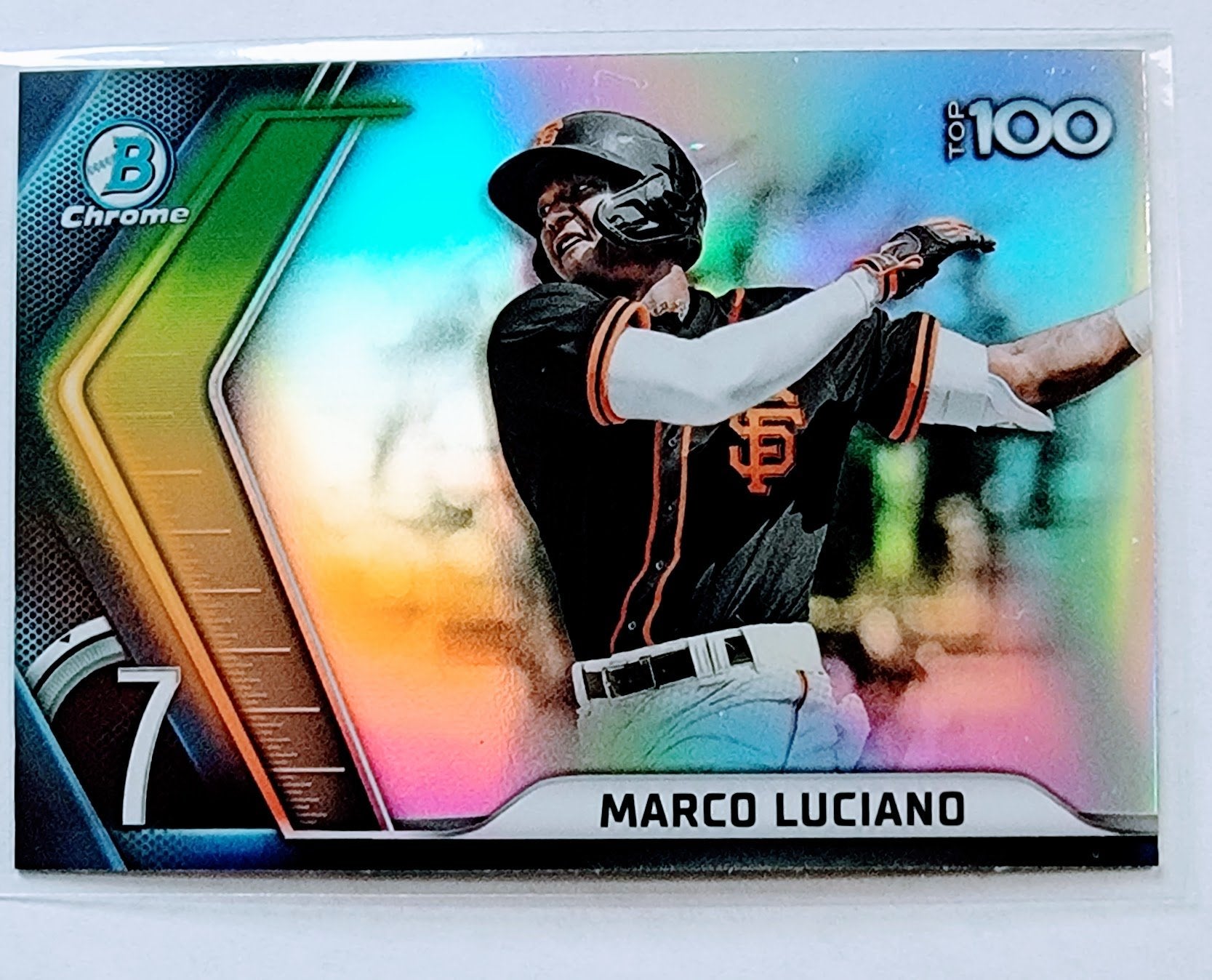 2022 Bowman Chrome Marco Luciano Mega Box Top 100 Refractor Baseball Card AVM1 simple Xclusive Collectibles
