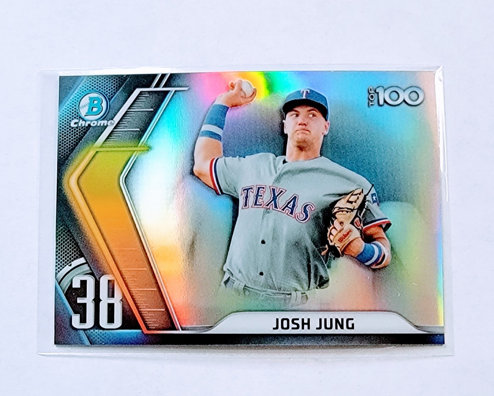 2022 Bowman Chrome Josh Jung Mega Box Top 100 Refractor Baseball Card AVM1 simple Xclusive Collectibles