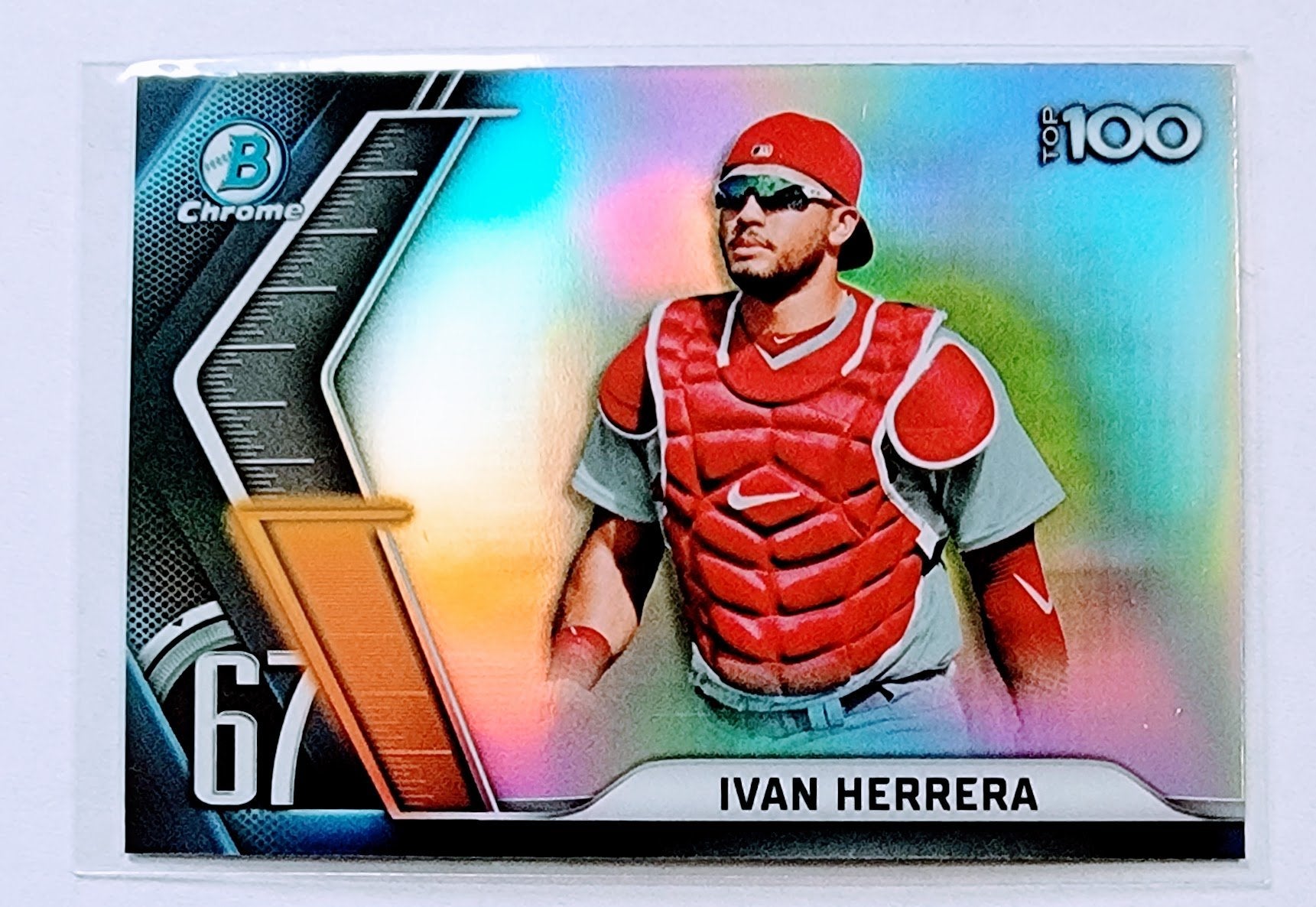 2022 Bowman Chrome Ivan Herrera Mega Box Top 100 Refractor Baseball Card AVM1 simple Xclusive Collectibles