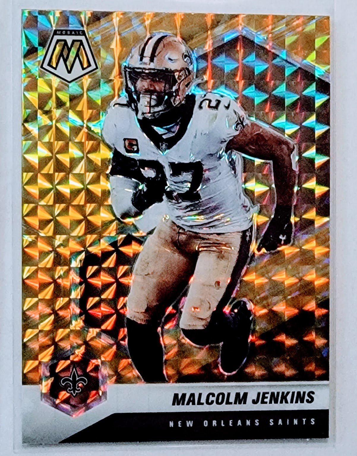 2021 Panini Mosaic Malcom Jenkins Orange Refractor Football Card AVM1 simple Xclusive Collectibles   