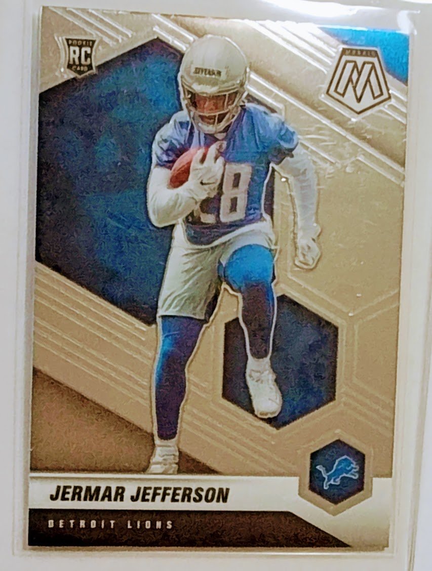 2021 Panini Mosaic Jermar Jefferson Rookie Football Card AVM1 simple Xclusive Collectibles