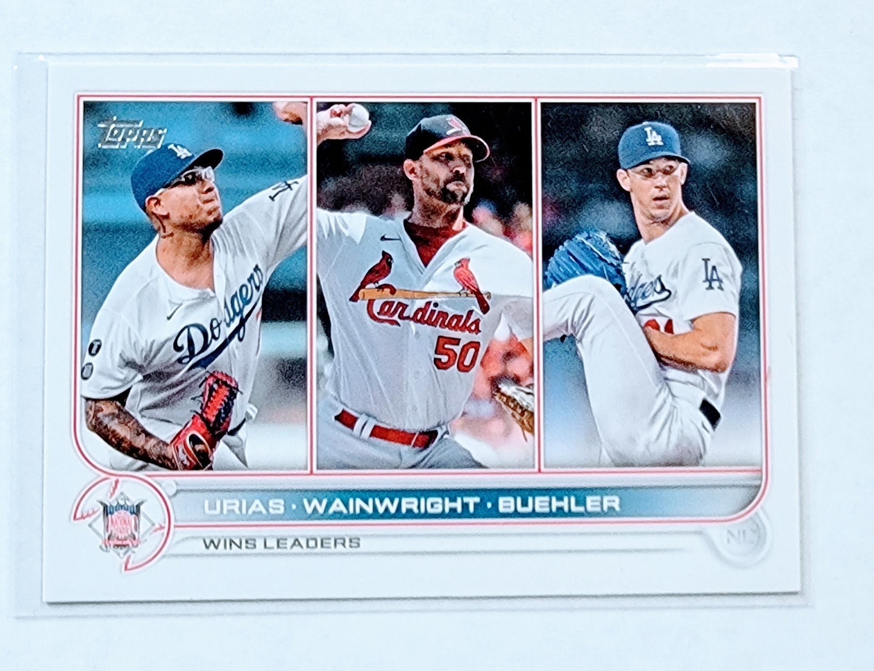 2022 Topps Urias, Wainwright & Buehler Wins Leader Baseball Card AVM1 simple Xclusive Collectibles