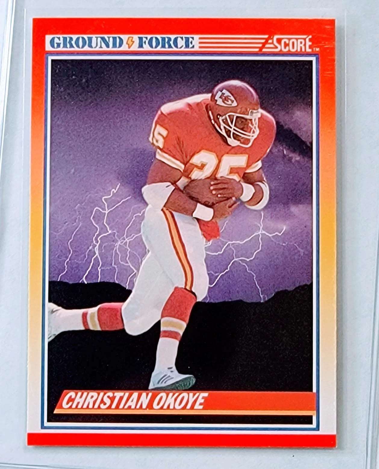 1990 Score Christian Okoye Ground Force Insert Football Card AVM1 simple Xclusive Collectibles