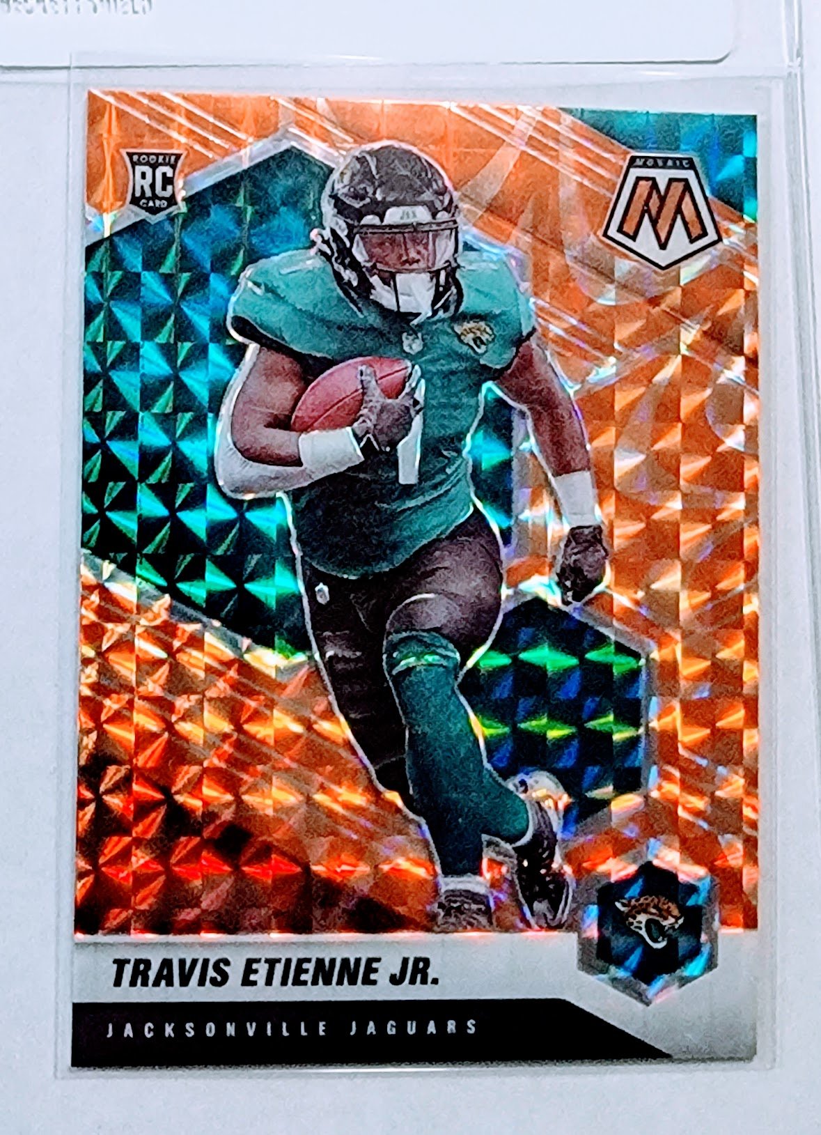 2021 Panini Mosaic Travis Etienne Jr Orange Rookie Refractor Football Card AVM1 simple Xclusive Collectibles