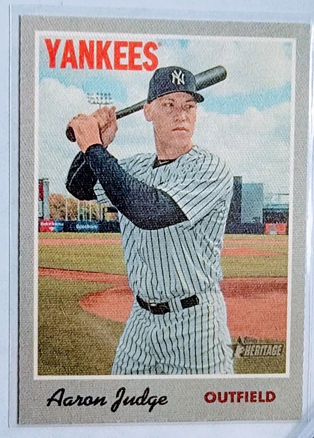 2018 Topps Heritage Aaron Judge Cloth Sticker Insert Baseball Card TPTV simple Xclusive Collectibles