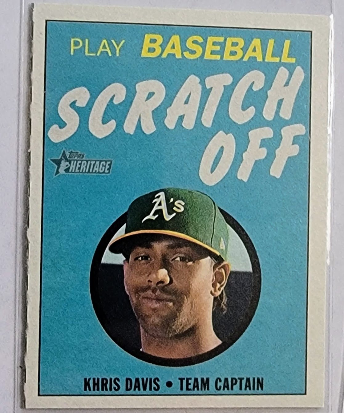 2018 Topps Heritage Kris Davis Play Baseball Scratch-off Baseball Card TPTV simple Xclusive Collectibles