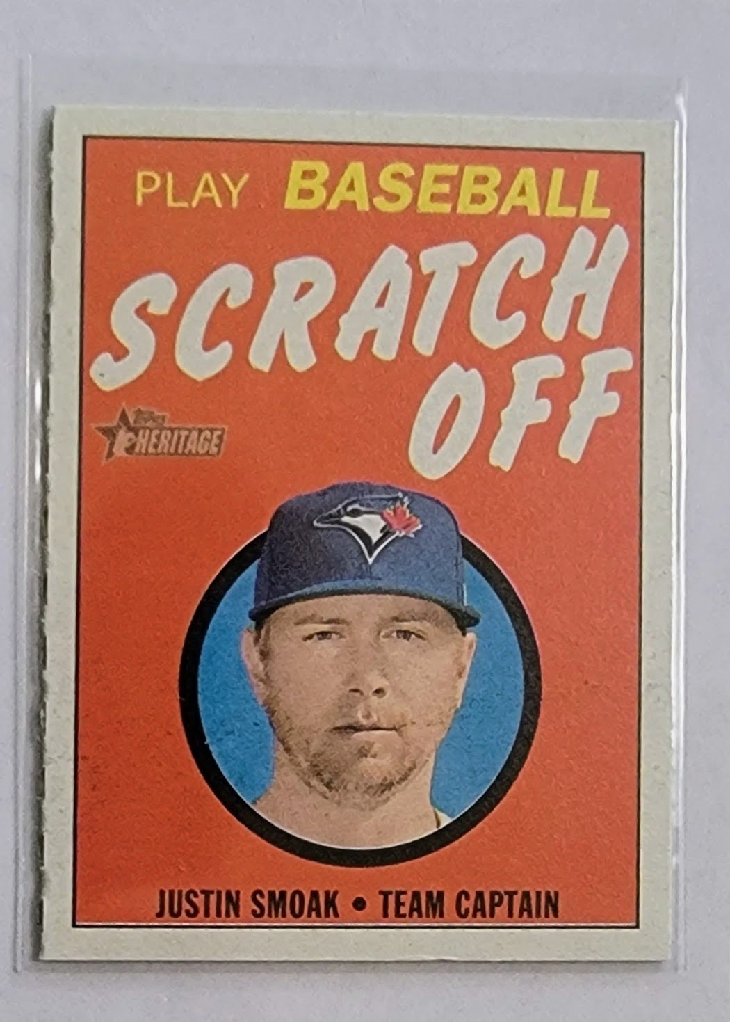 2018 Topps Heritage Justin Smoak Play Baseball Scratch-off Baseball Card TPTV simple Xclusive Collectibles
