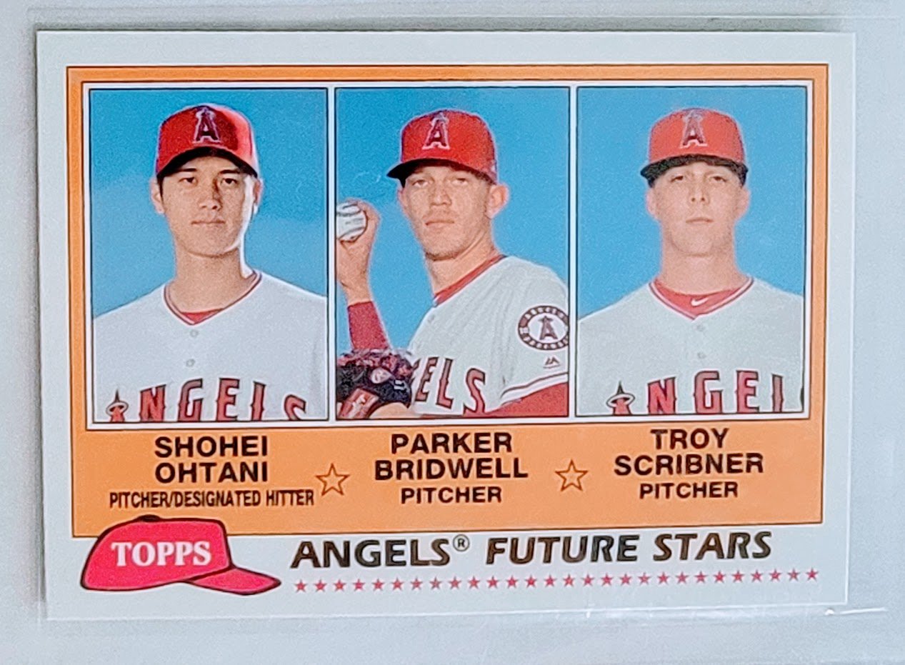 2018 Topps Heritage Angels Future Stars Shohei Ohtani, Parker Bridwell & Troy Scribner Rookie Future Stars Insert Baseball Card TPTV simple Xclusive Collectibles   