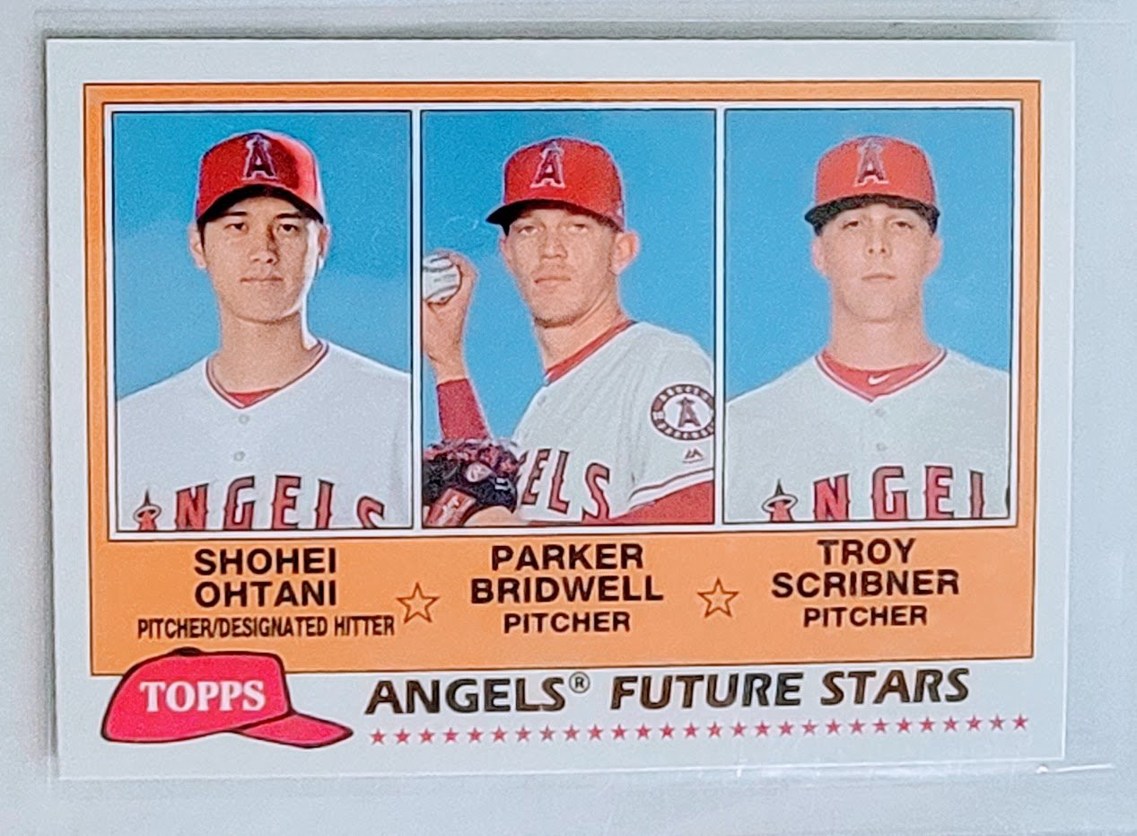 2018 Topps Heritage Angels Future Stars Shohei Ohtani, Parker Bridwell & Troy Scribner Rookie Future Stars Insert Baseball Card TPTV simple Xclusive Collectibles