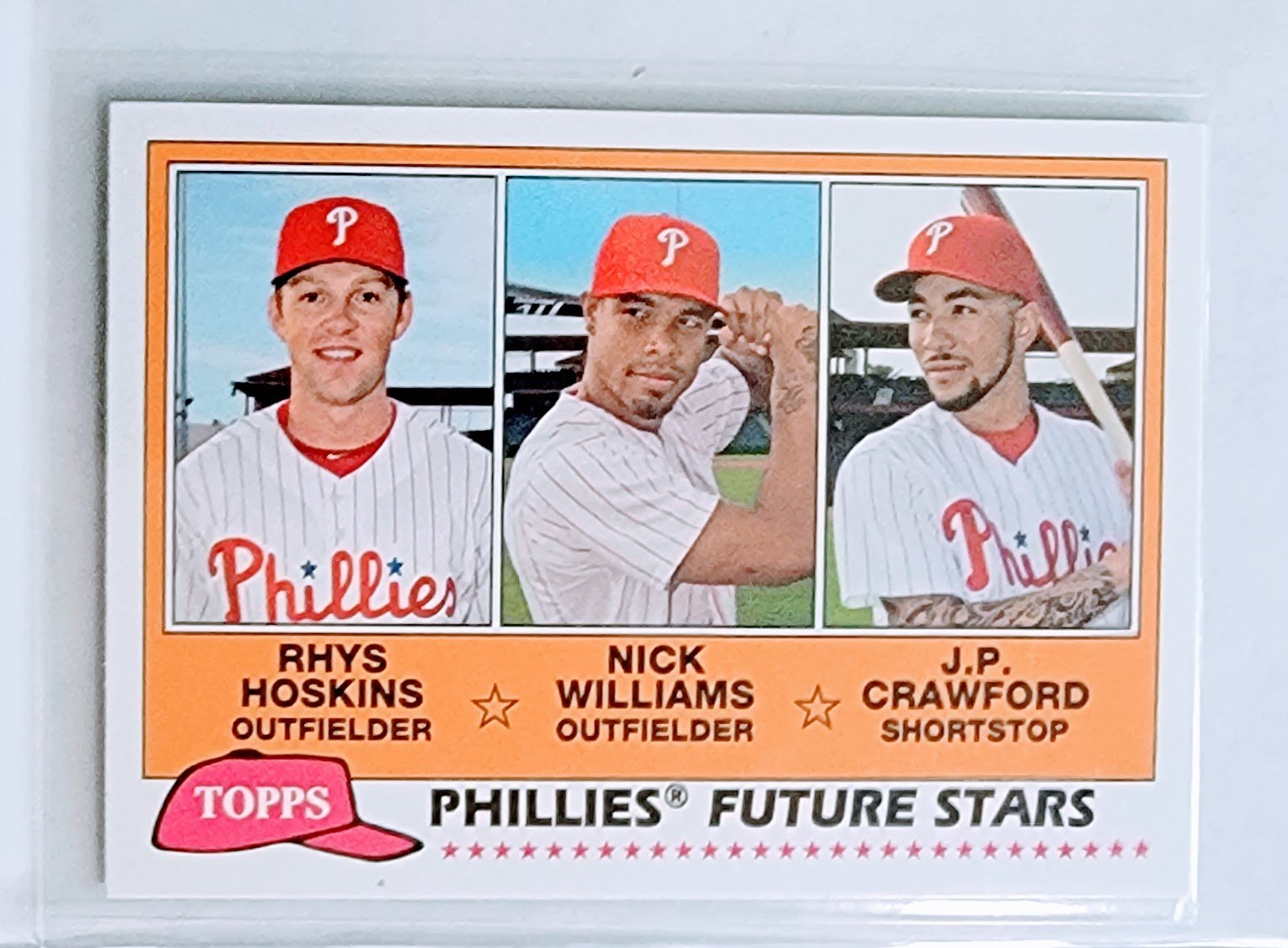 2018 Topps Heritage Phillies Future Stars Rhys Hoskins, Nick Williams & J.P. Crawford Baseball Card TPTV simple Xclusive Collectibles