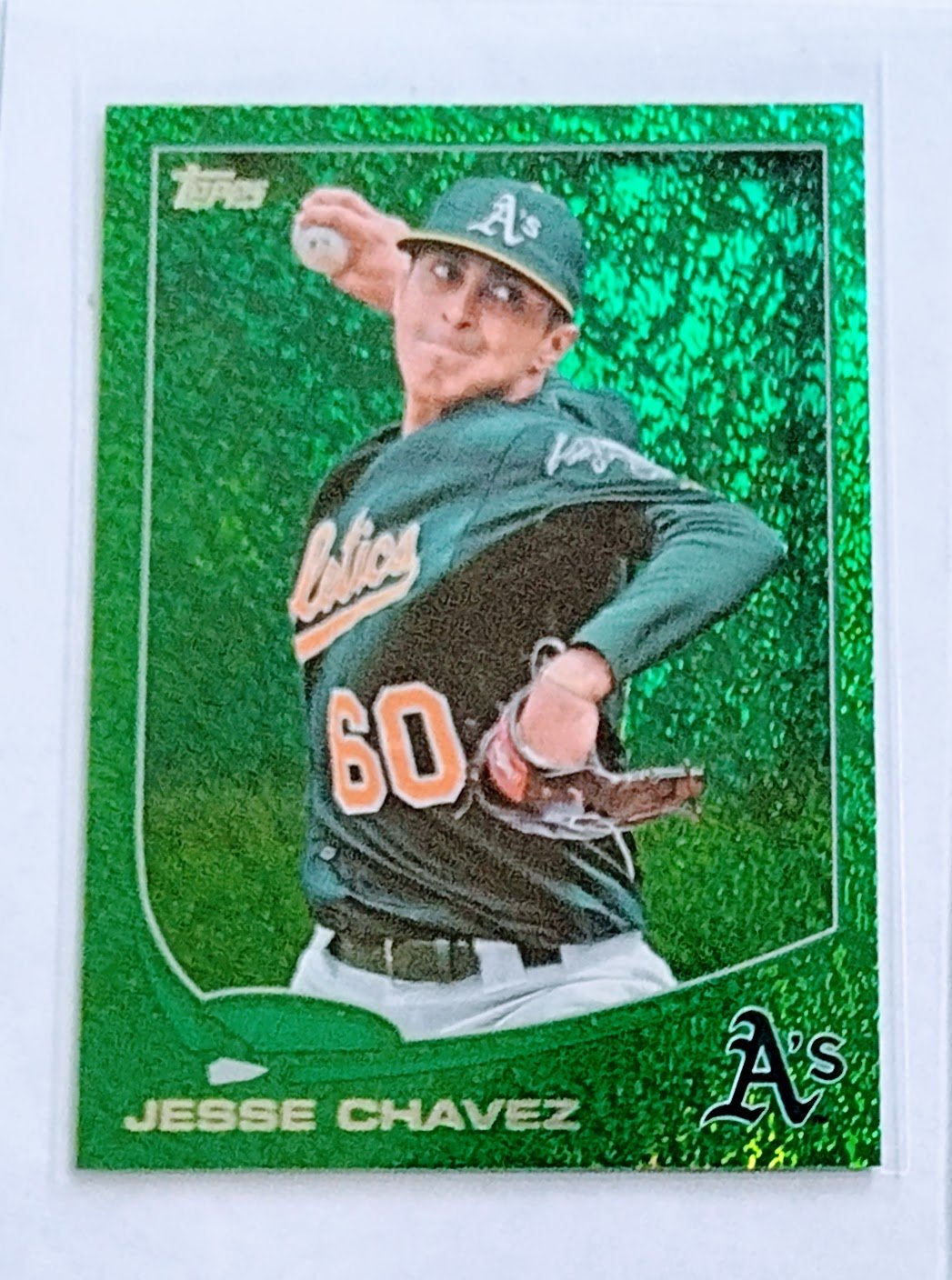 2013 Topps Update Jesse Chavez Green Emerald Baseball Card TPTV simple Xclusive Collectibles
