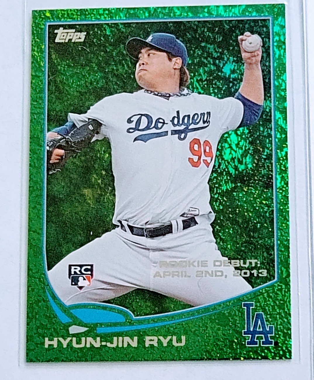 2013 Topps Update Hyun-Jin Ryu Emerald Green Rookie Baseball Card TPTV simple Xclusive Collectibles