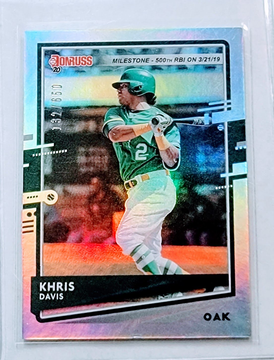 2020 Donruss Kris Davis #'d/650 Refractor Baseball Card TPTV simple Xclusive Collectibles