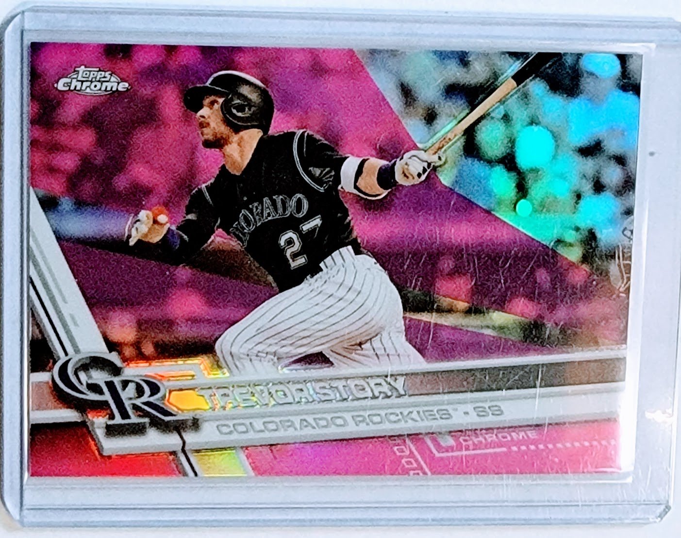 2017 Topps Chrome Trevor Story Pink Refractor Baseball Card TPTV simple Xclusive Collectibles