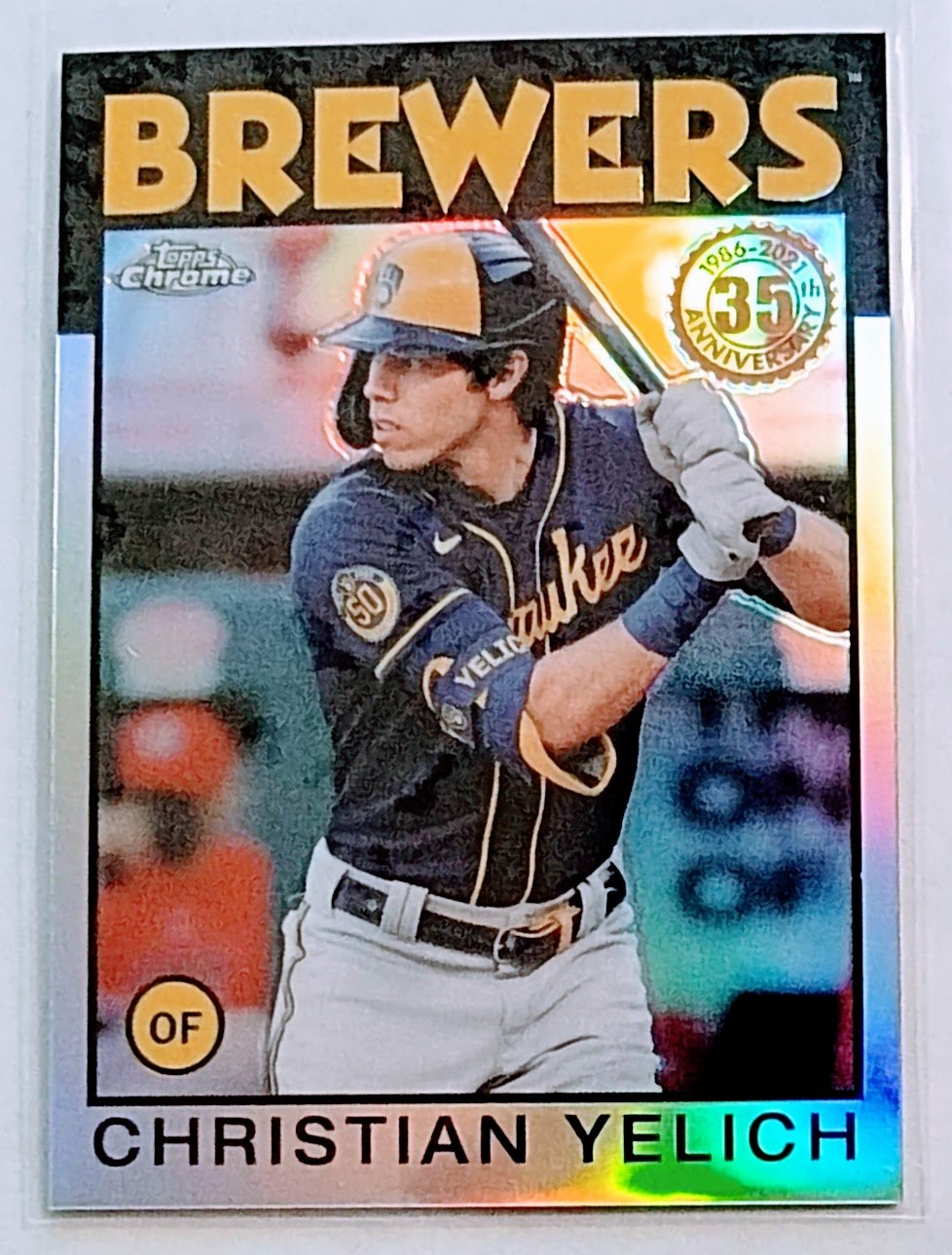2021 Topps Chrome Update Christian Yelich 1985 35th Anniversary Refractor Baseball Card TPTV simple Xclusive Collectibles