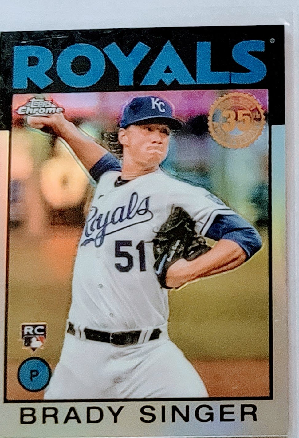 2021 Topps Chrome Update Brady Singer 1985 35th Anniversary Rookie Refractor Baseball Card TPTV simple Xclusive Collectibles