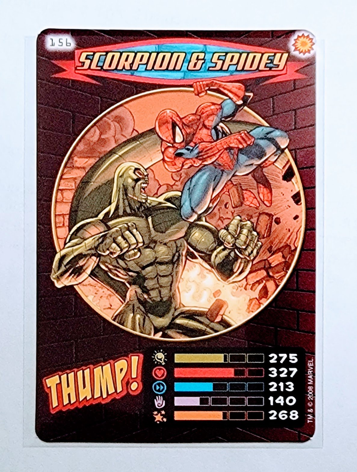 2008 Spiderman Heroes and Villains Scorpion & Spidey #156 Marvel Booster Trading Card UPTI simple Xclusive Collectibles