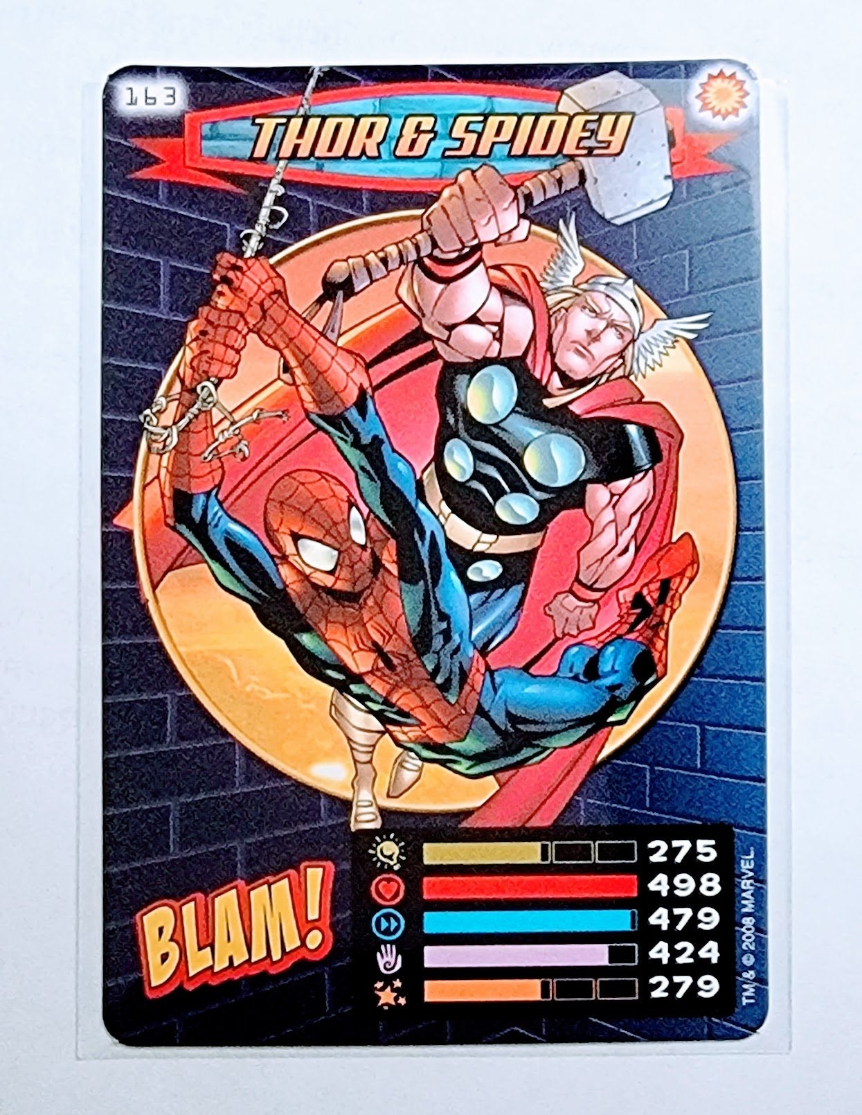 2008 Spiderman Heroes and Villains Thor & Spidey #163 Marvel Booster Trading Card UPTI simple Xclusive Collectibles