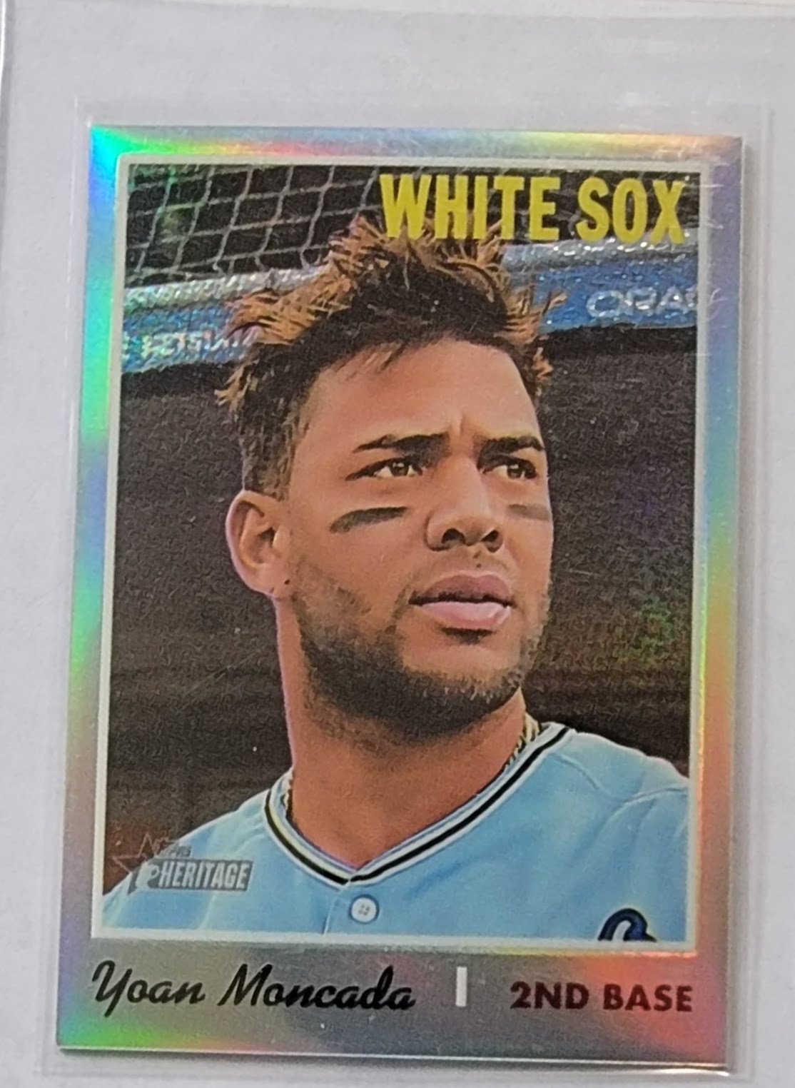 2019 Topps Heritage Yoan Moncada Refractor Baseball Trading Card TPTV simple Xclusive Collectibles