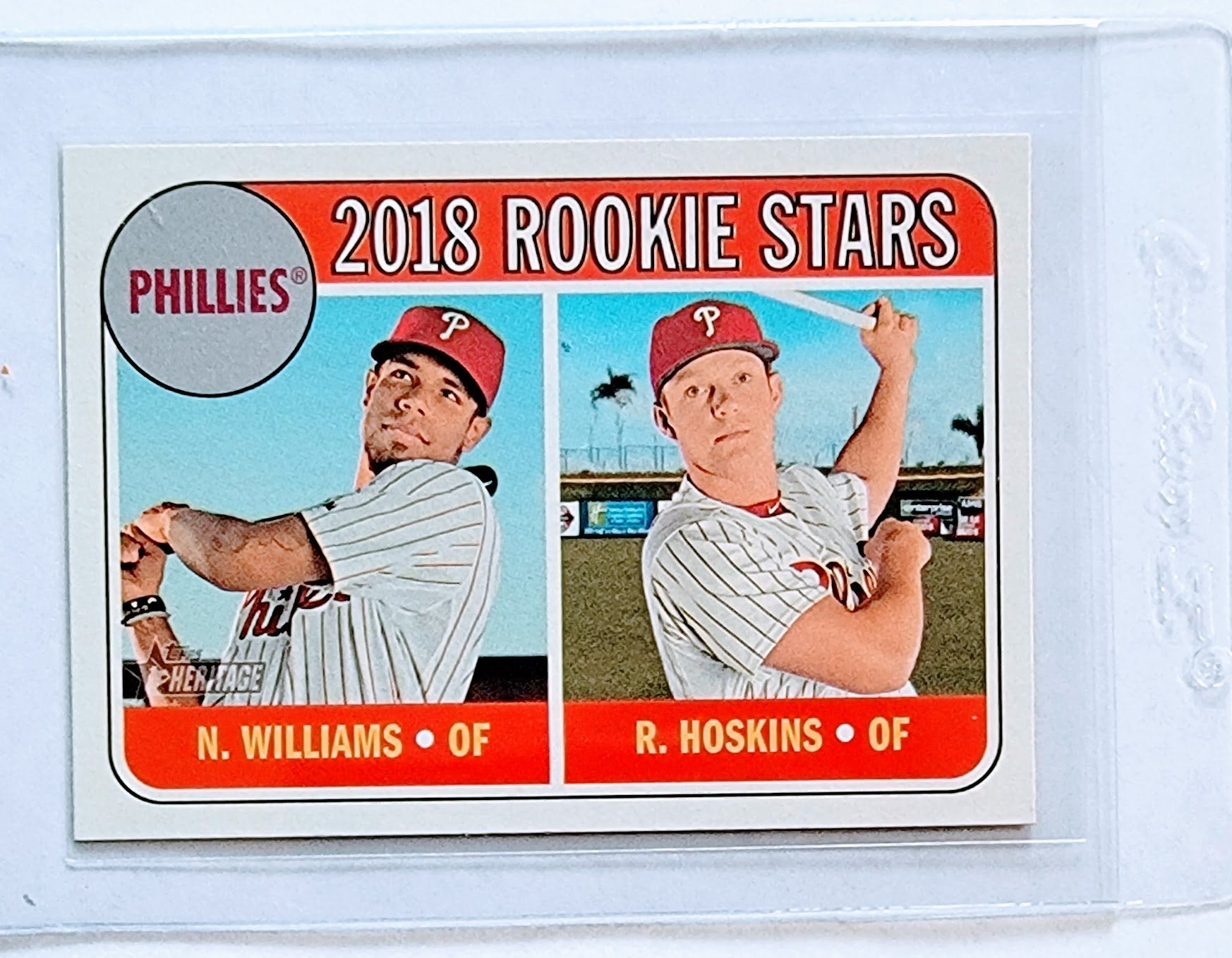 2018 Topps Heritage Nick Williams & Rhys Hoskins Rookie Stars Baseball Trading Card TPTV simple Xclusive Collectibles