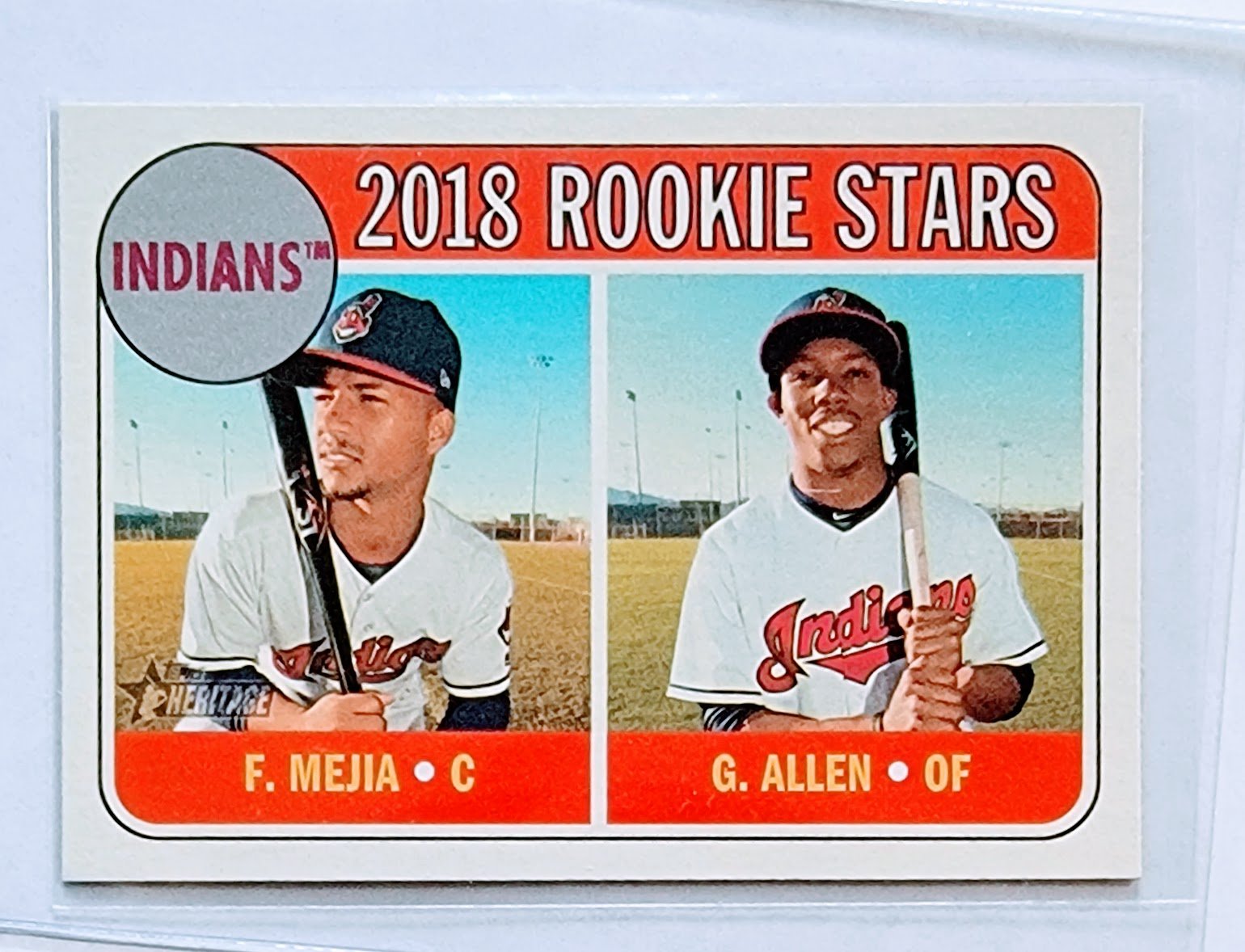 2018 Topps Heritage Francisco Mejia & Greg Allen Rookie Stars Baseball Trading Card TPTV simple Xclusive Collectibles