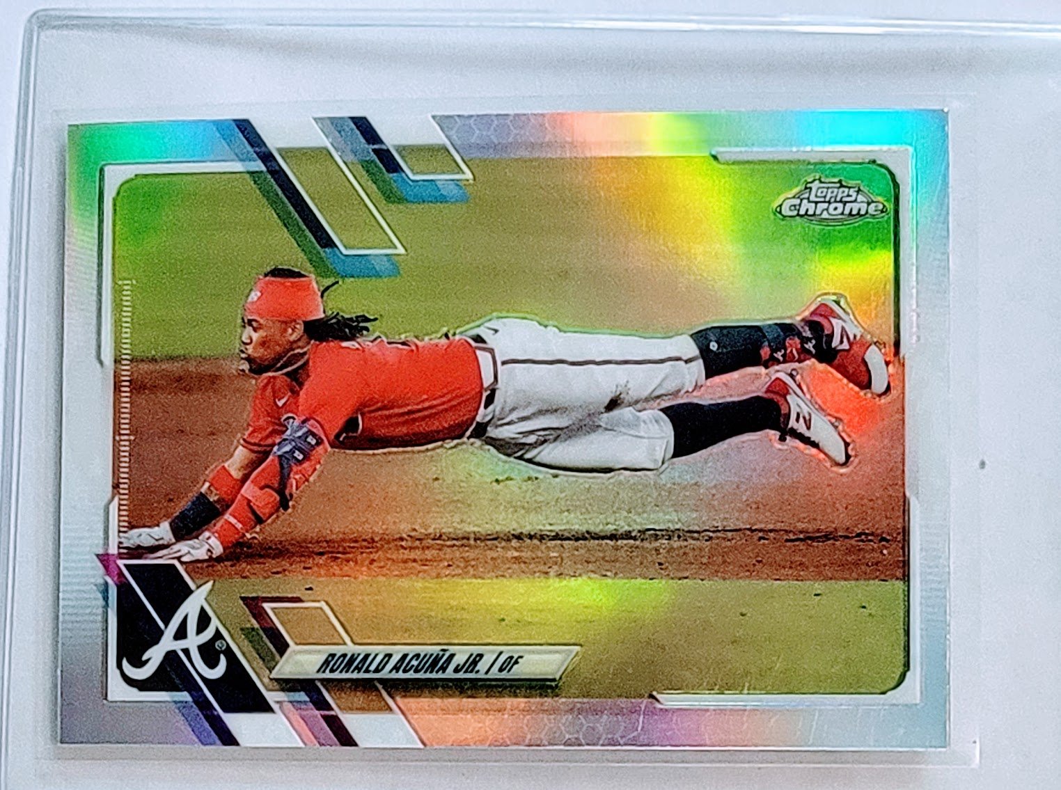 2021 Topps Chrome Ronald Acuna Jr Refractor Baseball Trading Card TPTV simple Xclusive Collectibles