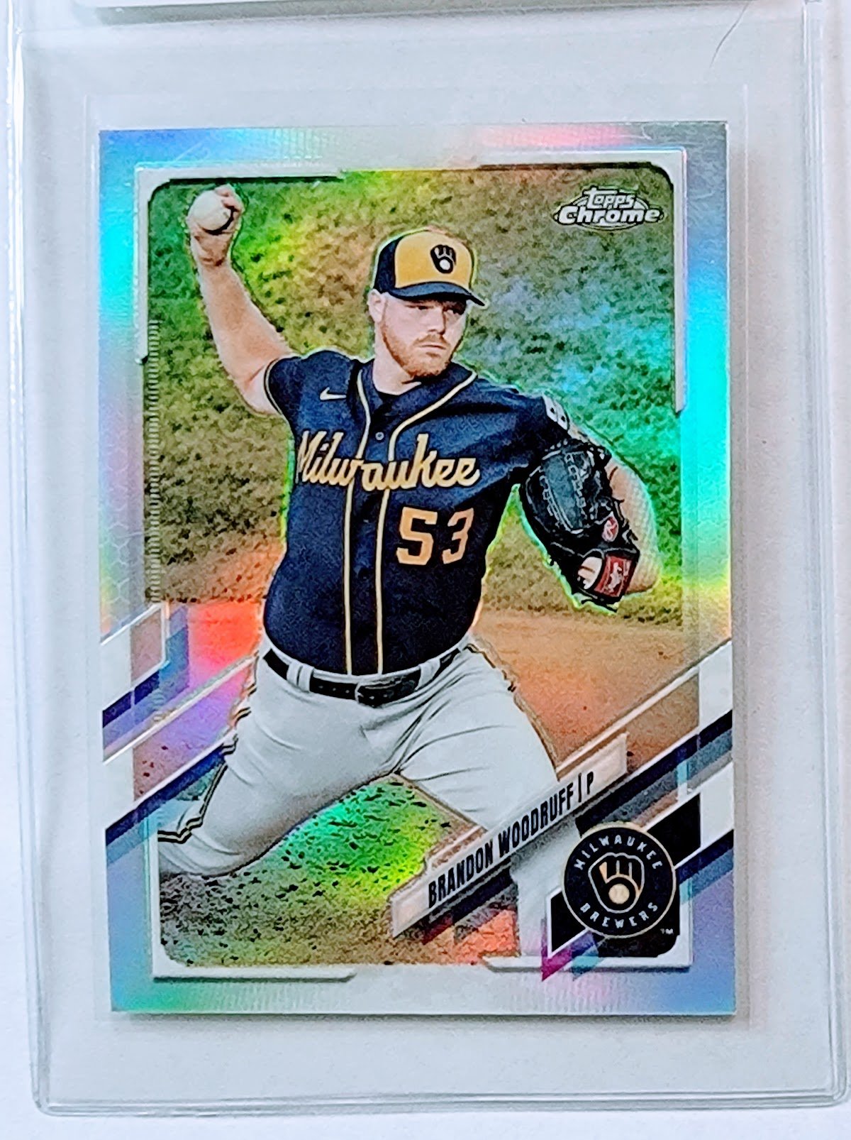 2021 Topps Chrome Brandon Woodruff Refractor Baseball Trading Card TPTV simple Xclusive Collectibles