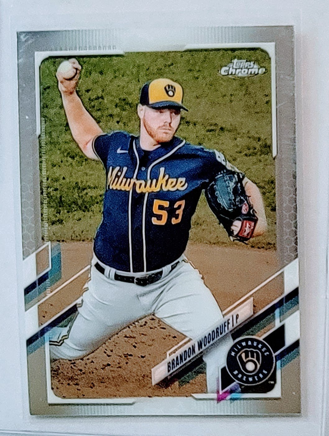 2021 Topps Chrome Brandon Woodruff Baseball Trading Card TPTV simple Xclusive Collectibles