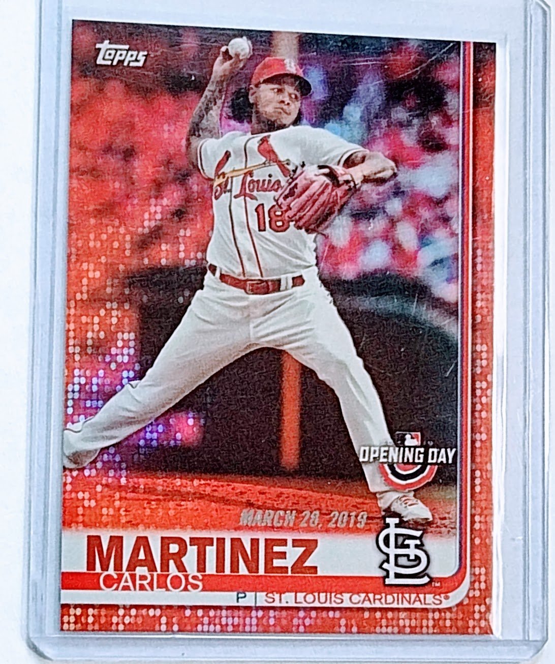 2019 Topps Opening Day Carlos Martinez Red Foil Refractor Baseball Trading Card TPTV simple Xclusive Collectibles