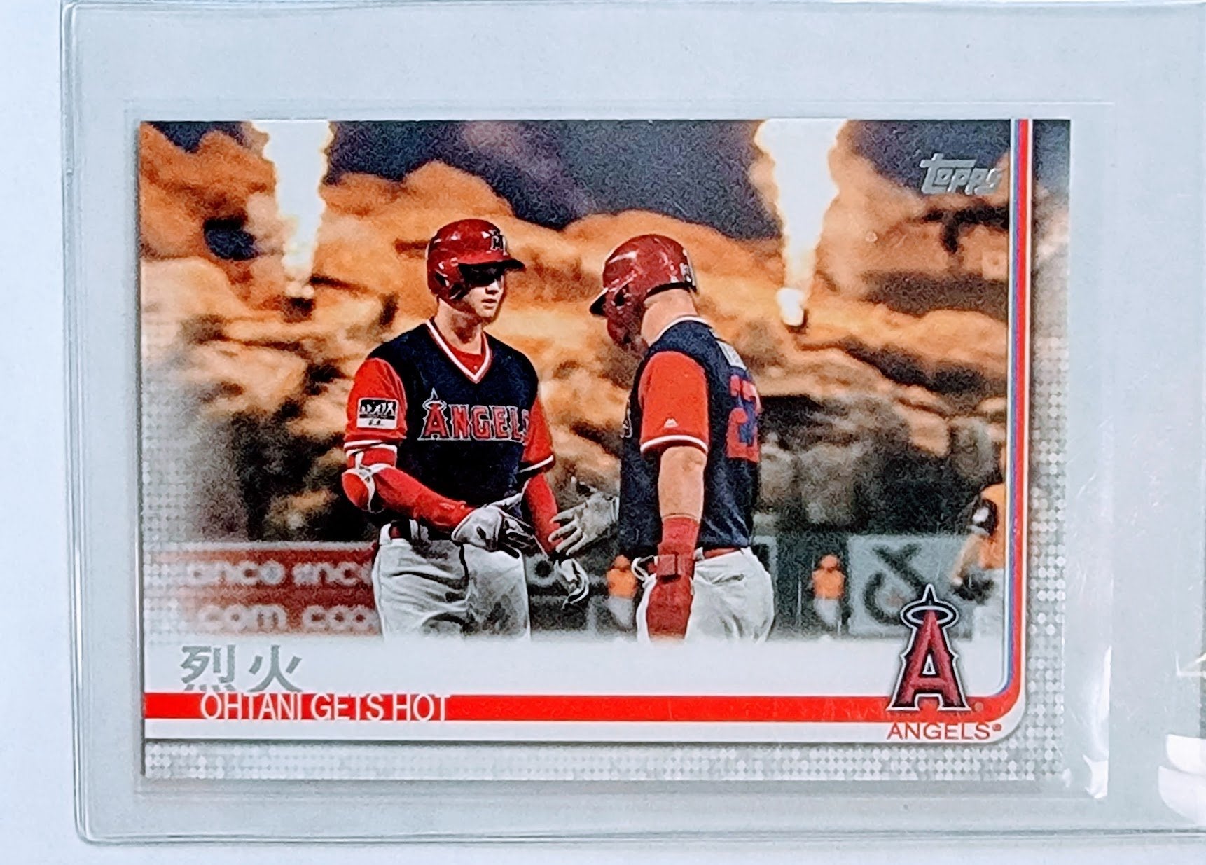 2019 Topps Shohei Ohtani Gets Hot 烈火 SP w/Mike Trout Baseball Trading Card TPTV simple Xclusive Collectibles   