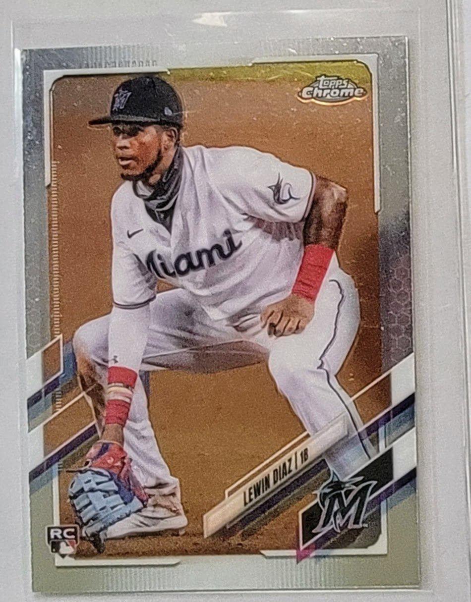 2021 Topps Chrome Lewin Diaz Rookie Baseball Trading Card TPTV simple Xclusive Collectibles