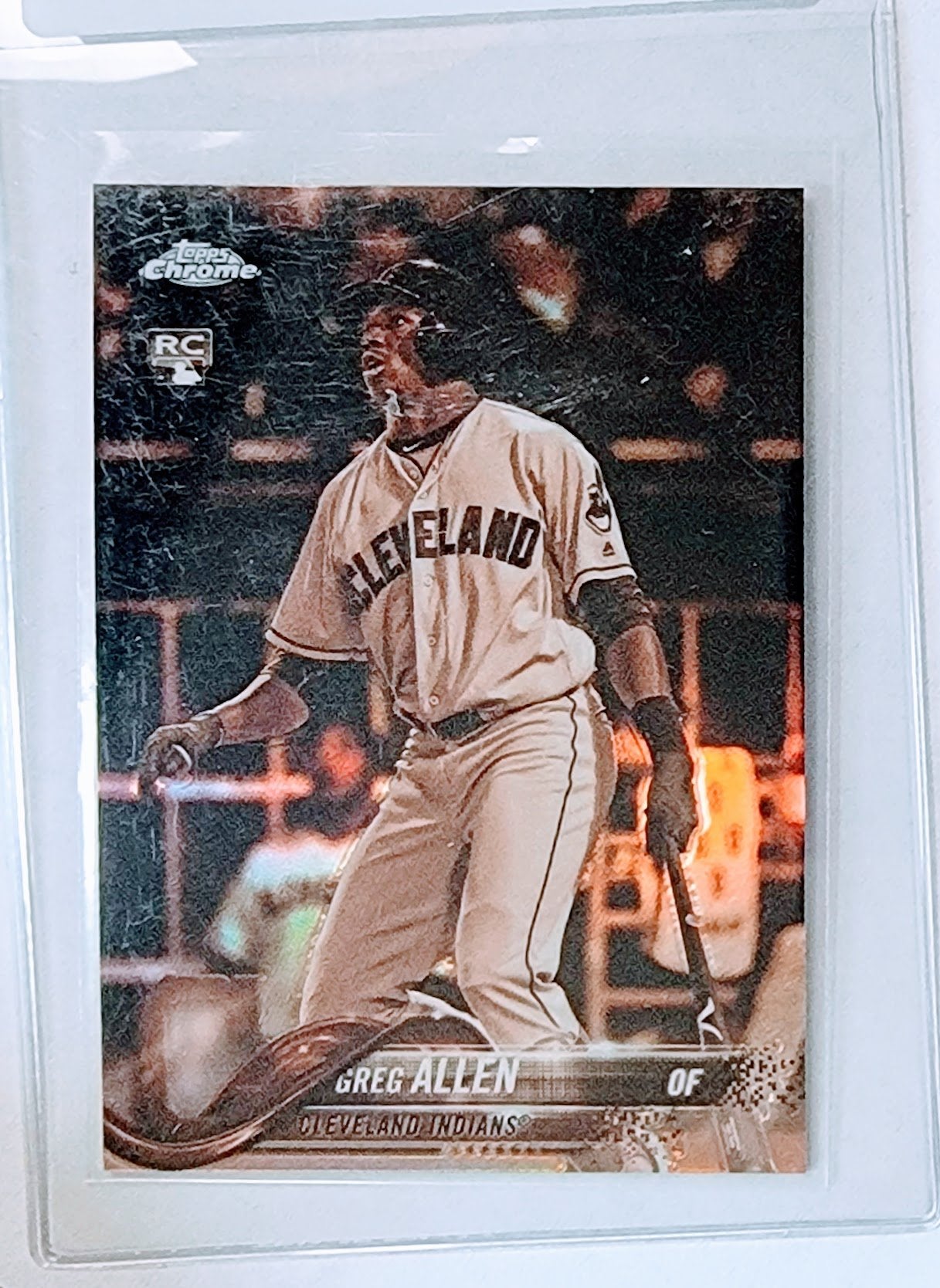 2018 Topps Chrome Greg Allen Rookie Sepia Refractor Baseball Trading Card TPTV simple Xclusive Collectibles