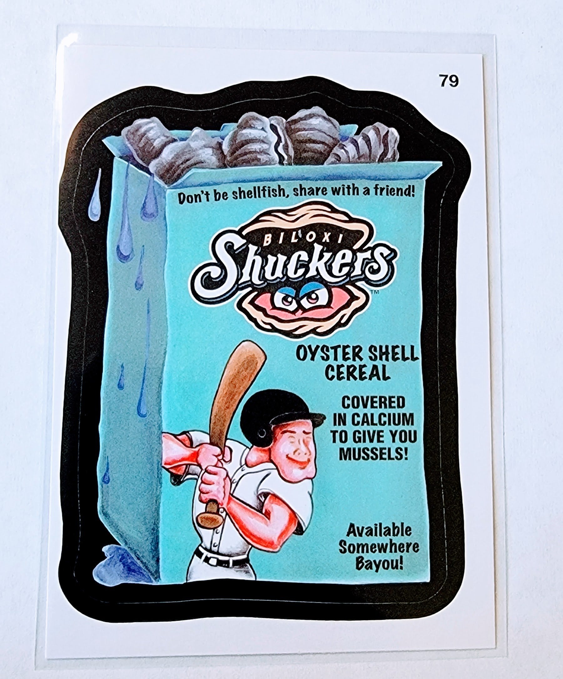 2016 Topps MLB Wacky Packages Biloxi Shuckers Ouster Shell Cereal #79 Sticker Trading Card MCSC1 simple Xclusive Collectibles