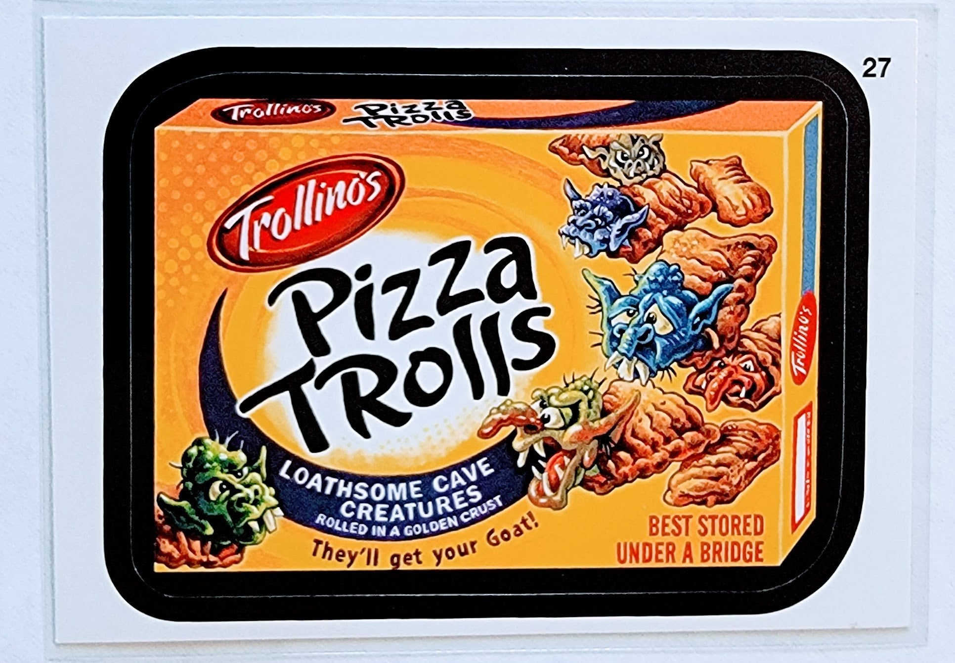 2013 Topps Wacky Packages All-New Series 11 Trollino's Pizza Trolls #27 Sticker Trading Card MCSC1 simple Xclusive Collectibles