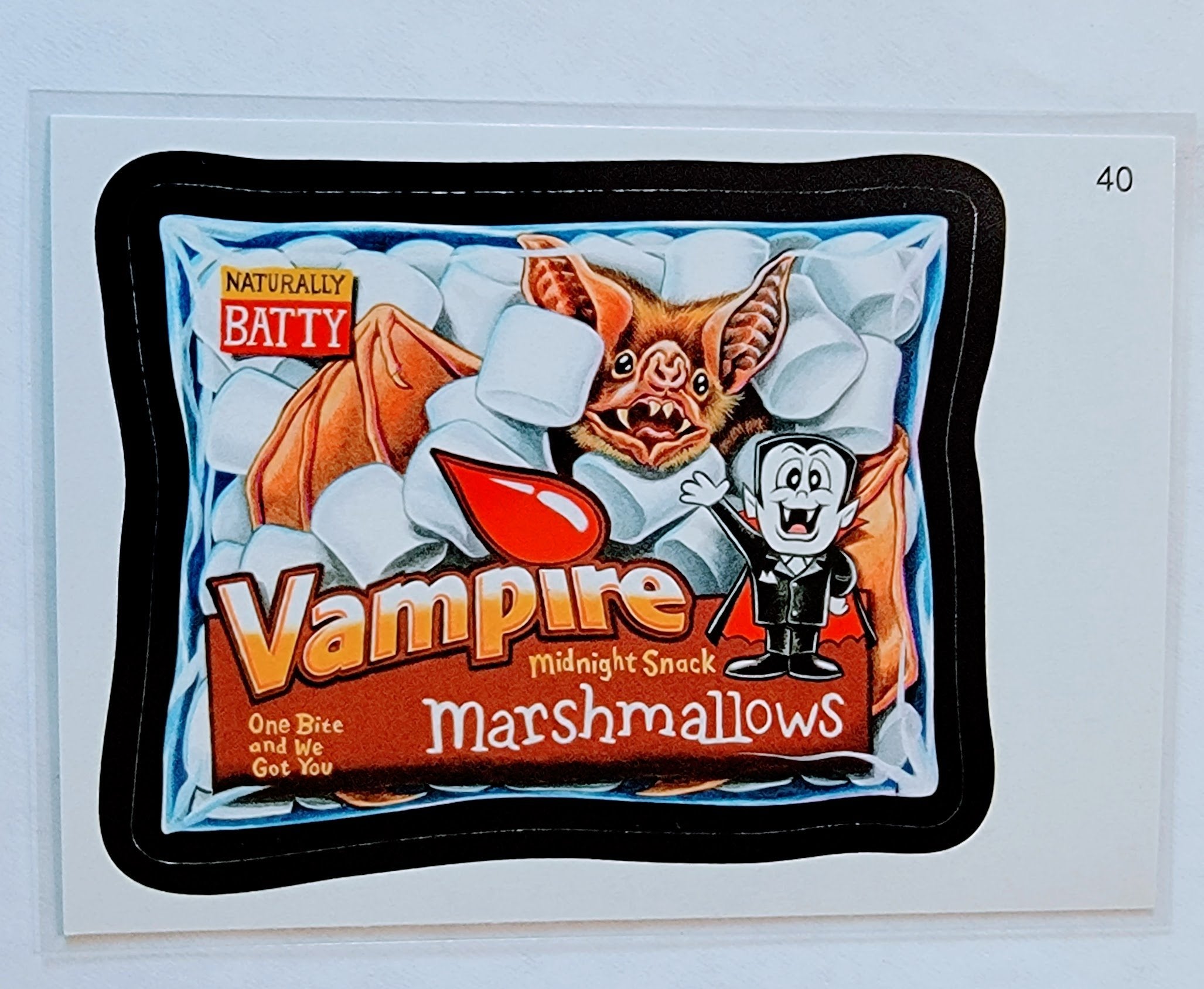 2010 Wacky Packages Series 7 Vampire Marshmallows #40 Sticker Trading Card MCSC1 simple Xclusive Collectibles   